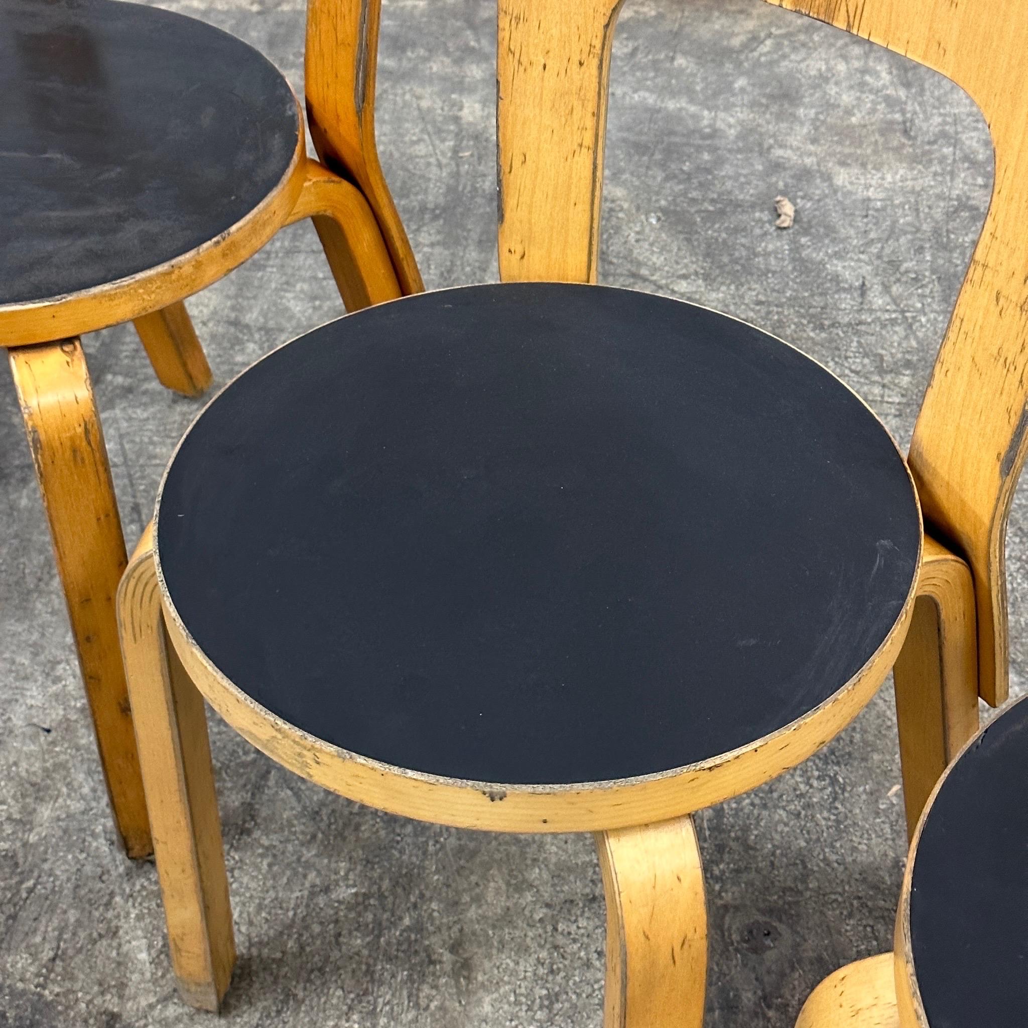 Model 66 Chairs by Alvar Aalto for Artek In Fair Condition For Sale In Chicago, IL