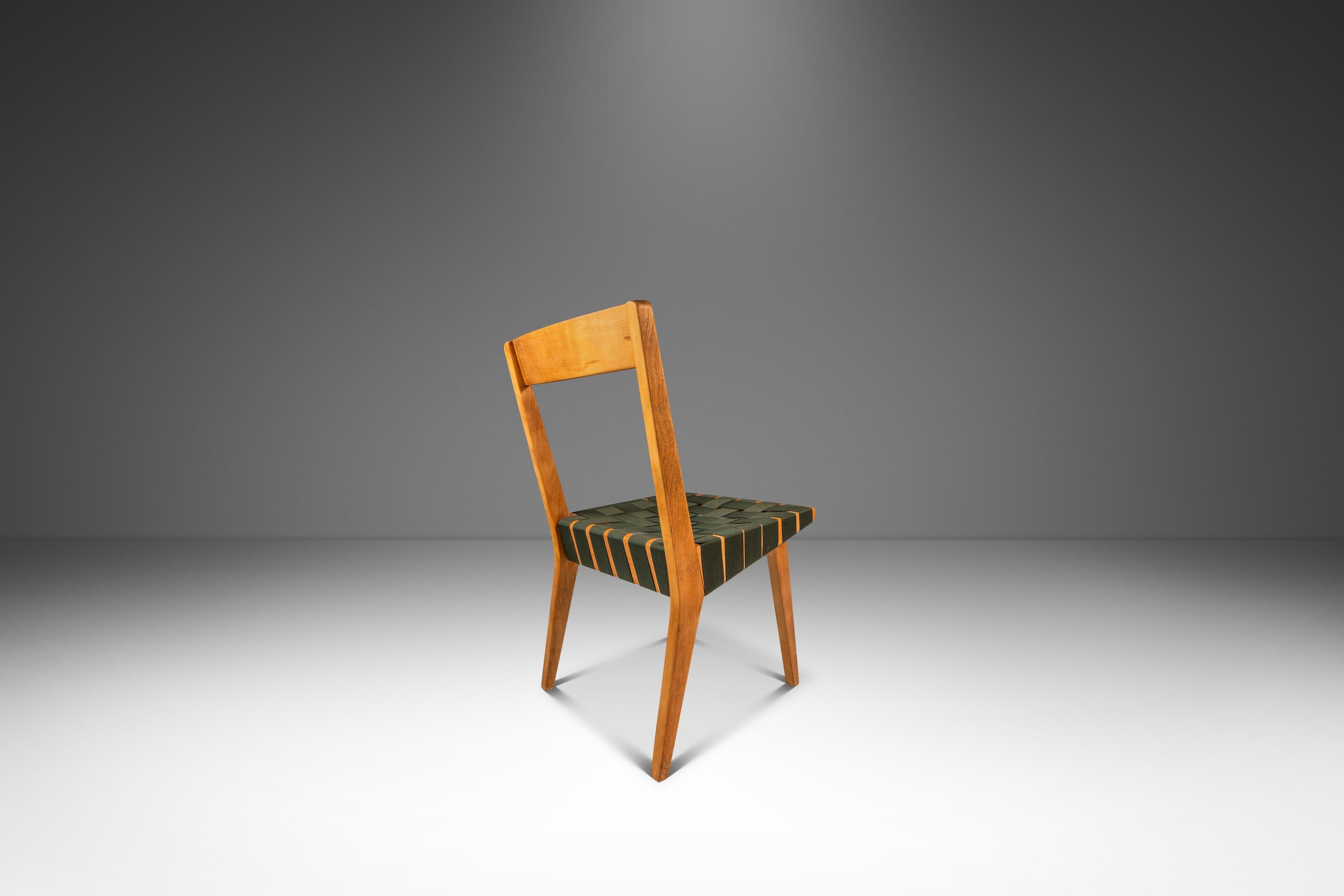 Mid-Century Modern Chaise d'appoint Model 666 en bouleau et cerclage vert, Jens Risom, Knoll, États-Unis, années 1950 en vente
