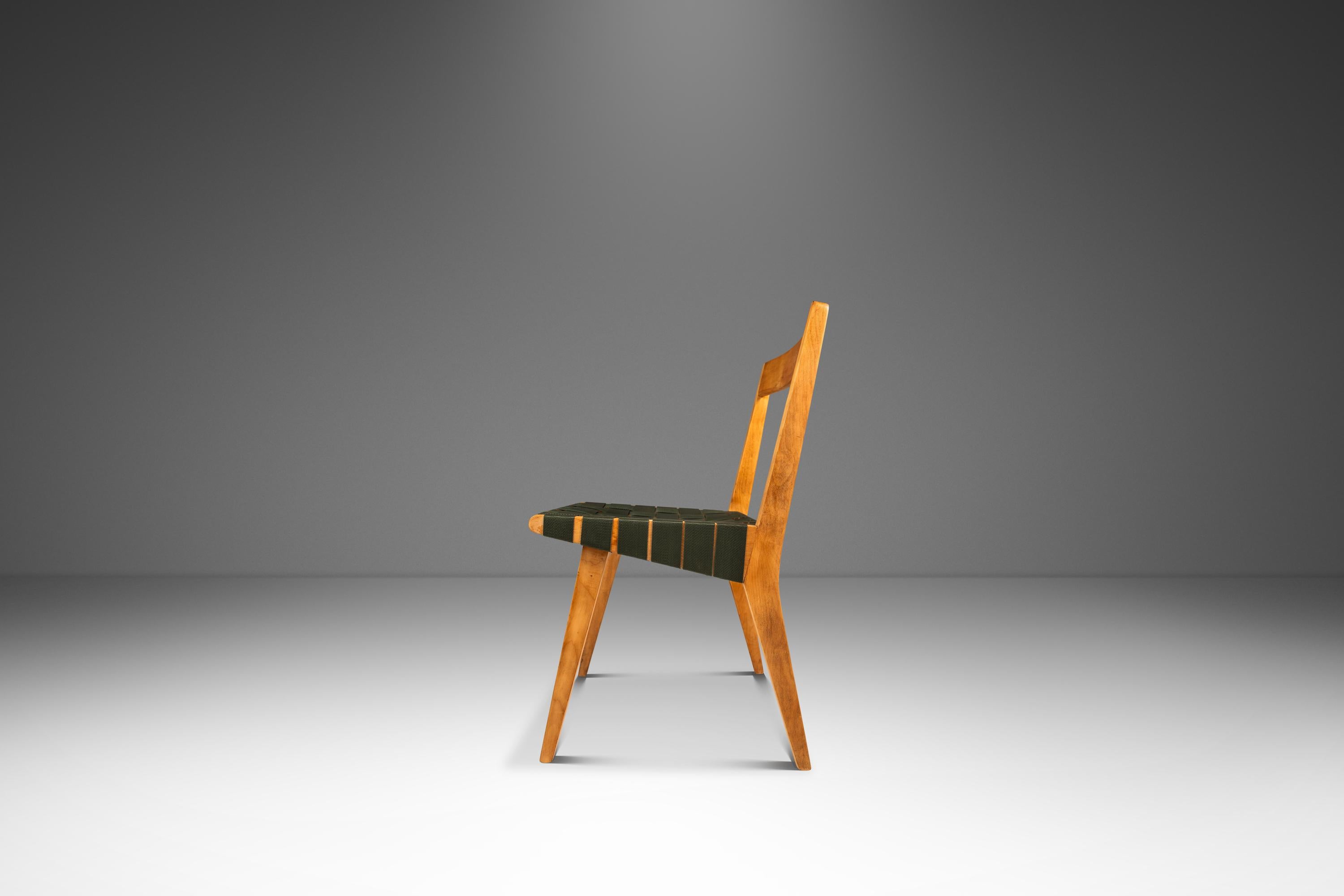 Américain Chaise d'appoint Model 666 en bouleau et cerclage vert, Jens Risom, Knoll, États-Unis, années 1950 en vente