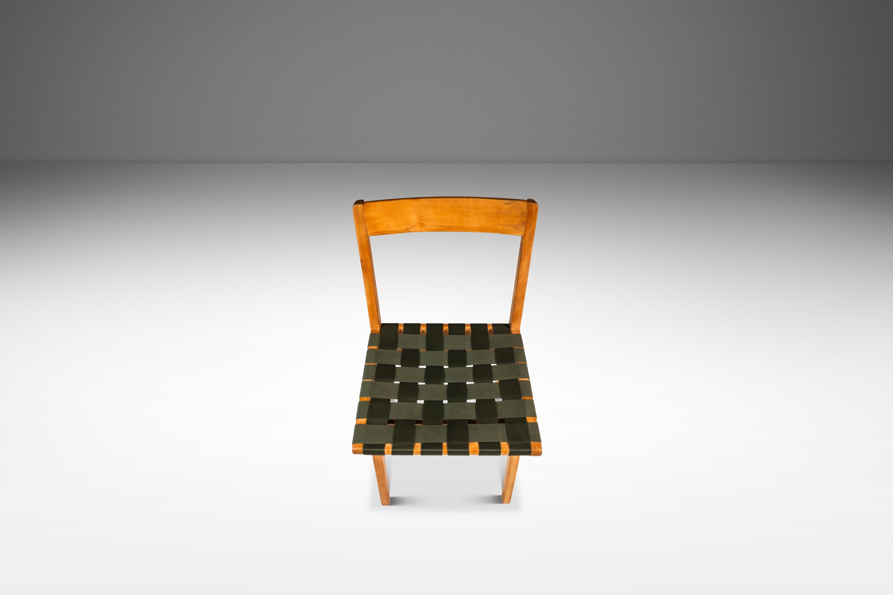 Milieu du XXe siècle Chaise d'appoint Model 666 en bouleau et cerclage vert, Jens Risom, Knoll, États-Unis, années 1950 en vente