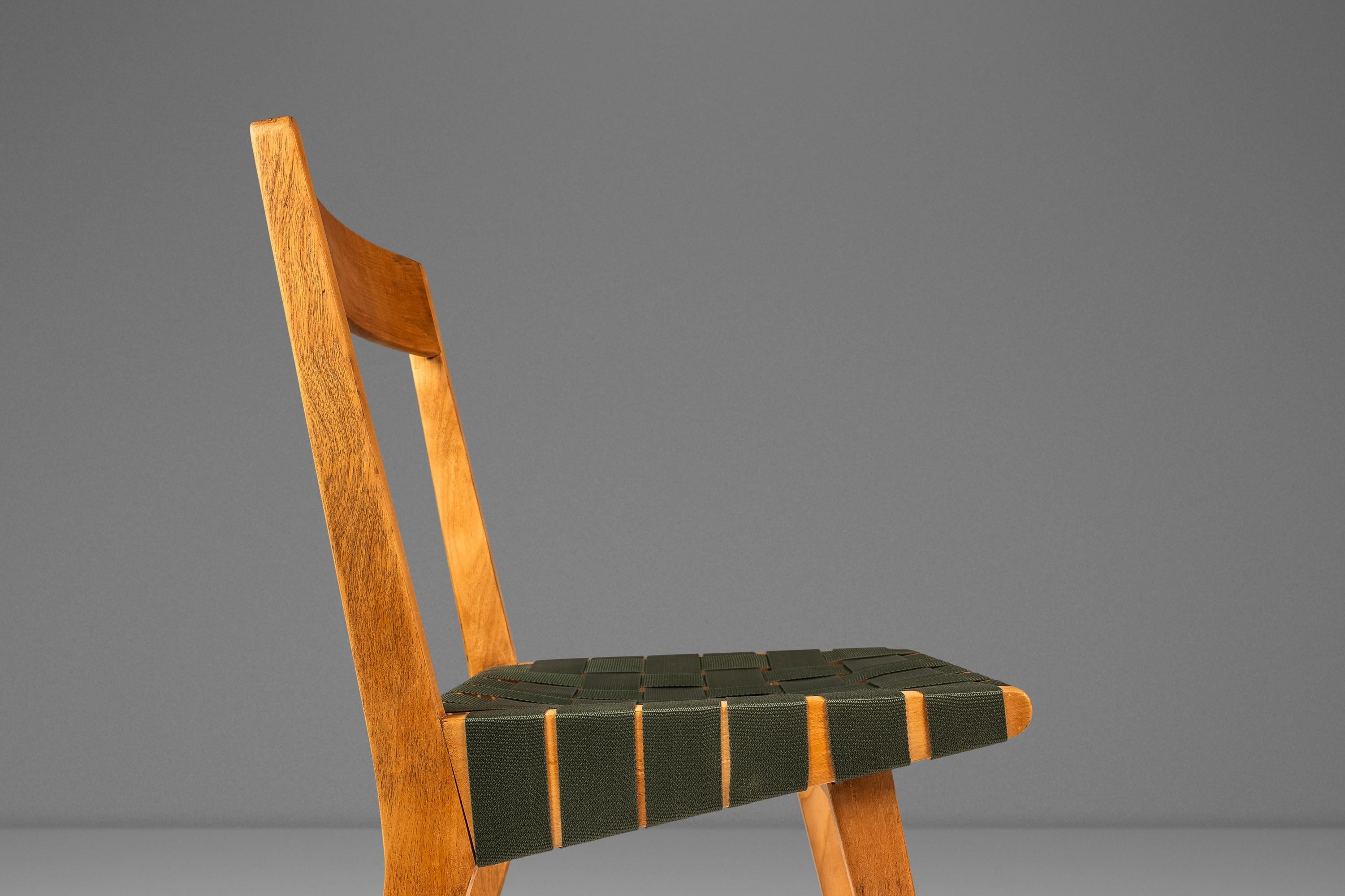 Bouleau Chaise d'appoint Model 666 en bouleau et cerclage vert, Jens Risom, Knoll, États-Unis, années 1950 en vente