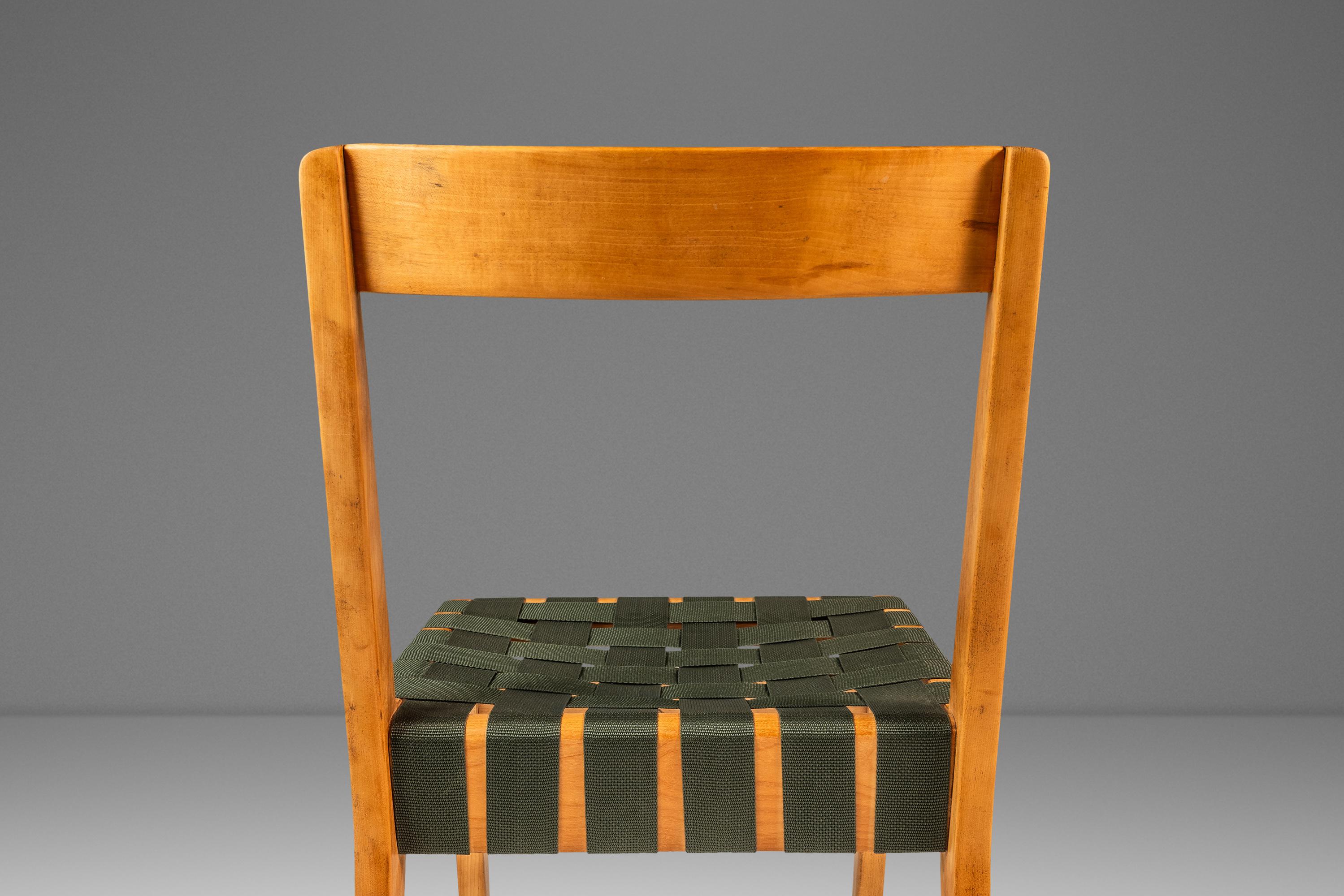 Chaise d'appoint Model 666 en bouleau et cerclage vert, Jens Risom, Knoll, États-Unis, années 1950 en vente 1