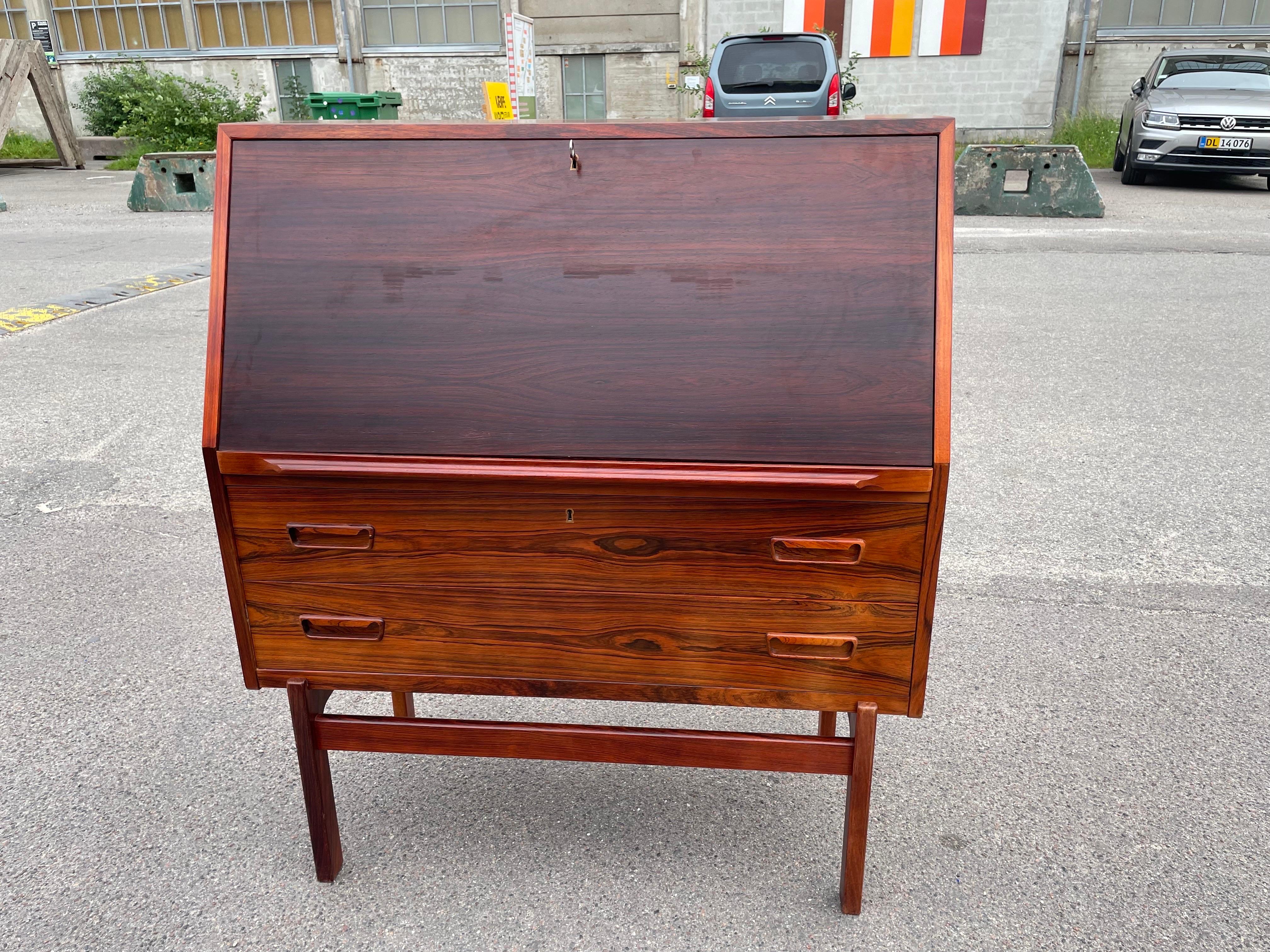 Mid-20th Century Model 68 drop front Secretary by Arne Wahl Iversen, 1960s Danish Rosewood  For Sale