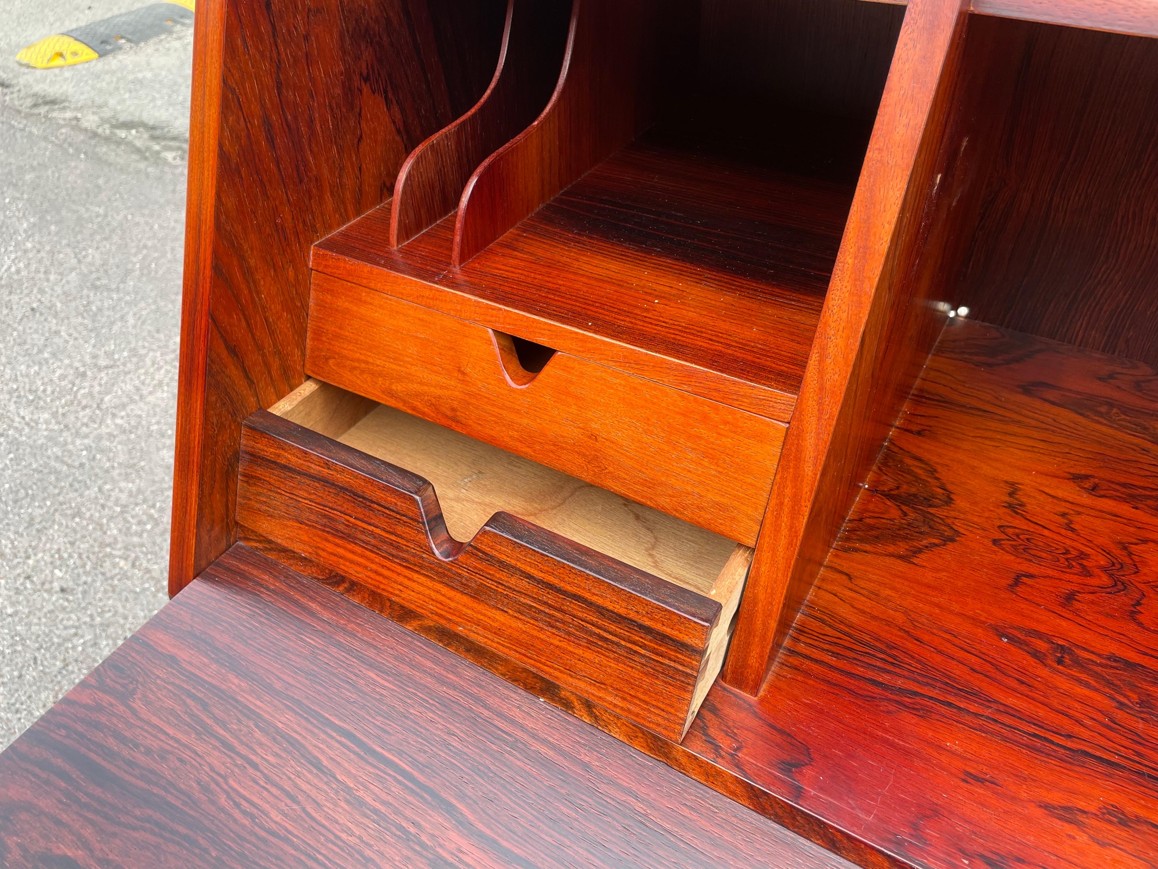 Wood Model 68 drop front Secretary by Arne Wahl Iversen, 1960s Danish Rosewood  For Sale