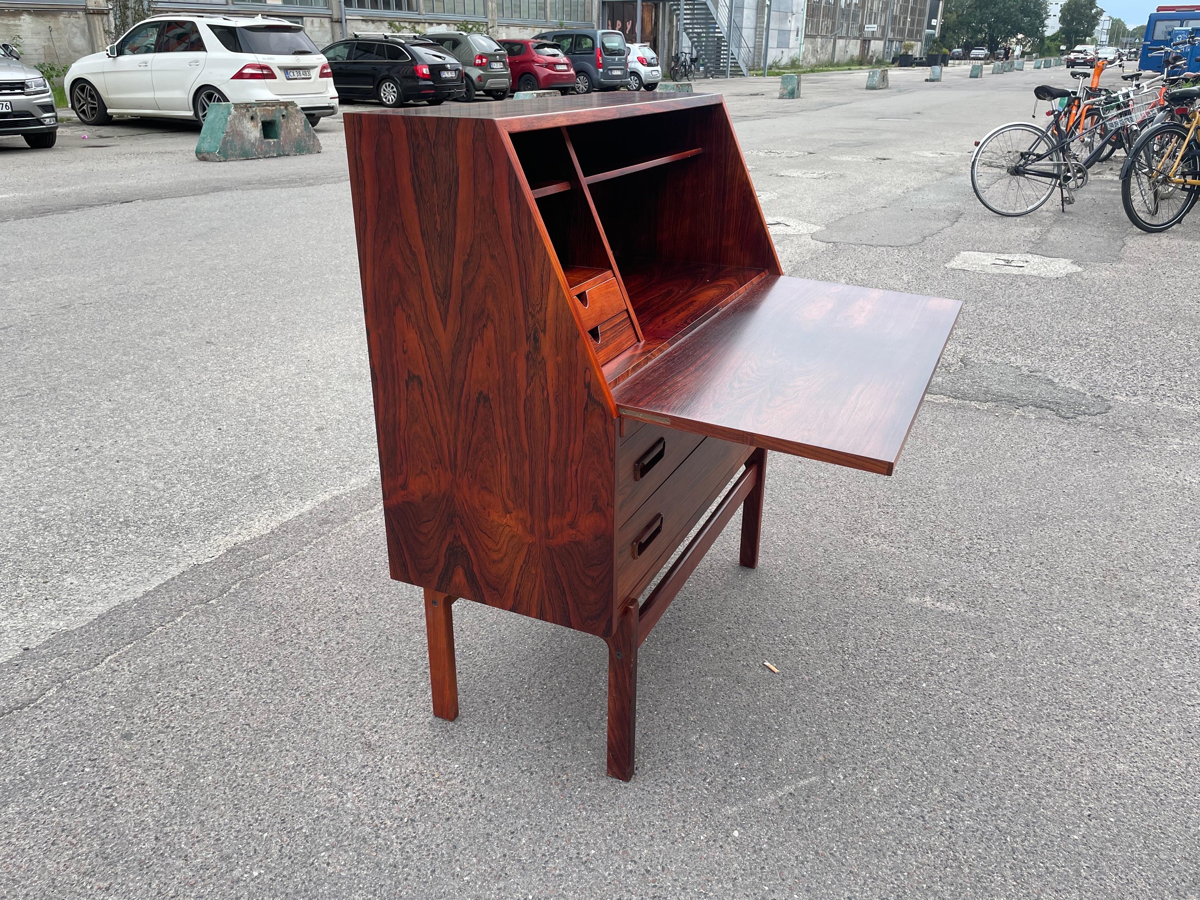 Model 68 drop front Secretary by Arne Wahl Iversen, 1960s Danish Rosewood  For Sale 2