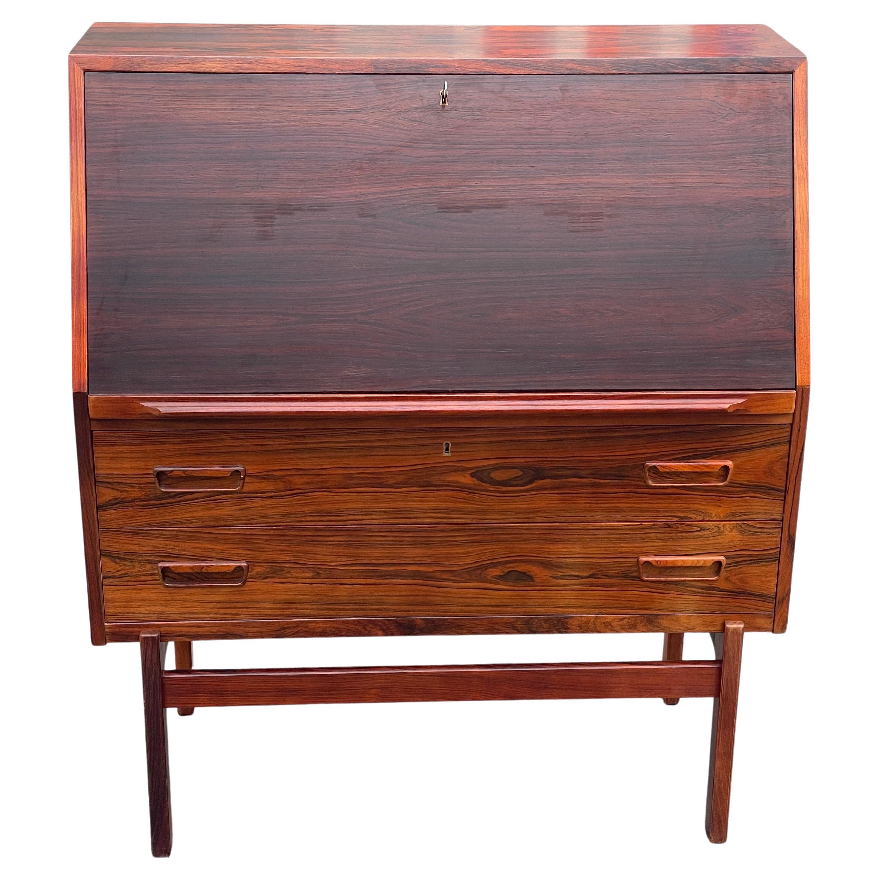 Model 68 drop front Secretary by Arne Wahl Iversen, 1960s Danish Rosewood  For Sale