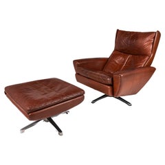 Retro Model 68 Lounge Chair & Ottoman in Leather by Georg Thams for A.S. Vejen, 1960's