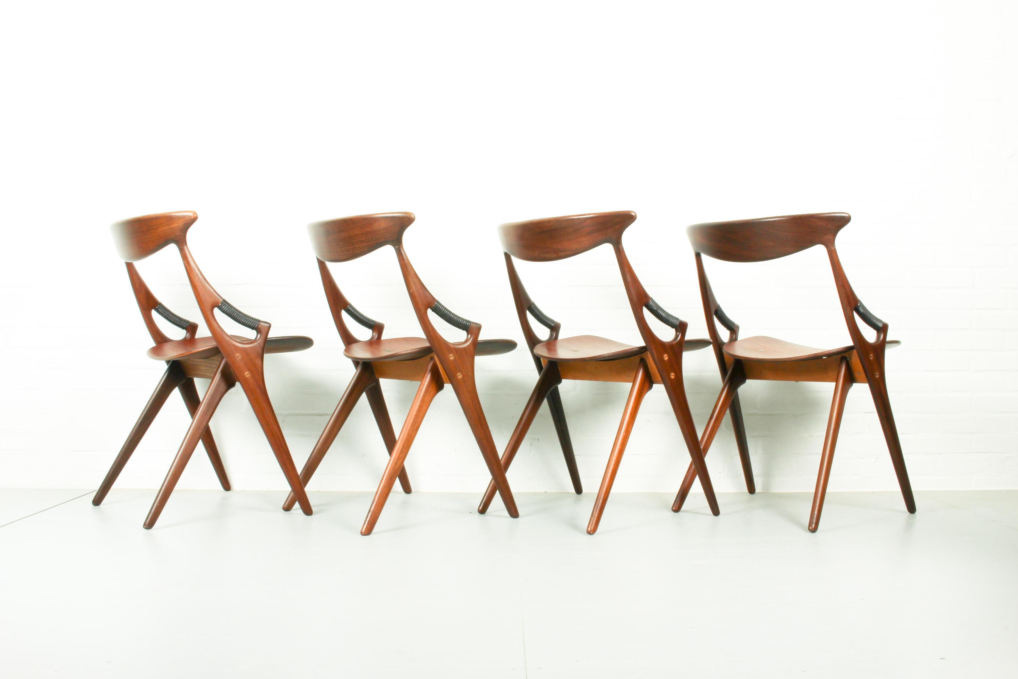 Teak Model 71 Chairs by Arne Hovmand Olsen for Mogens Kold, 1950s, Set of 4