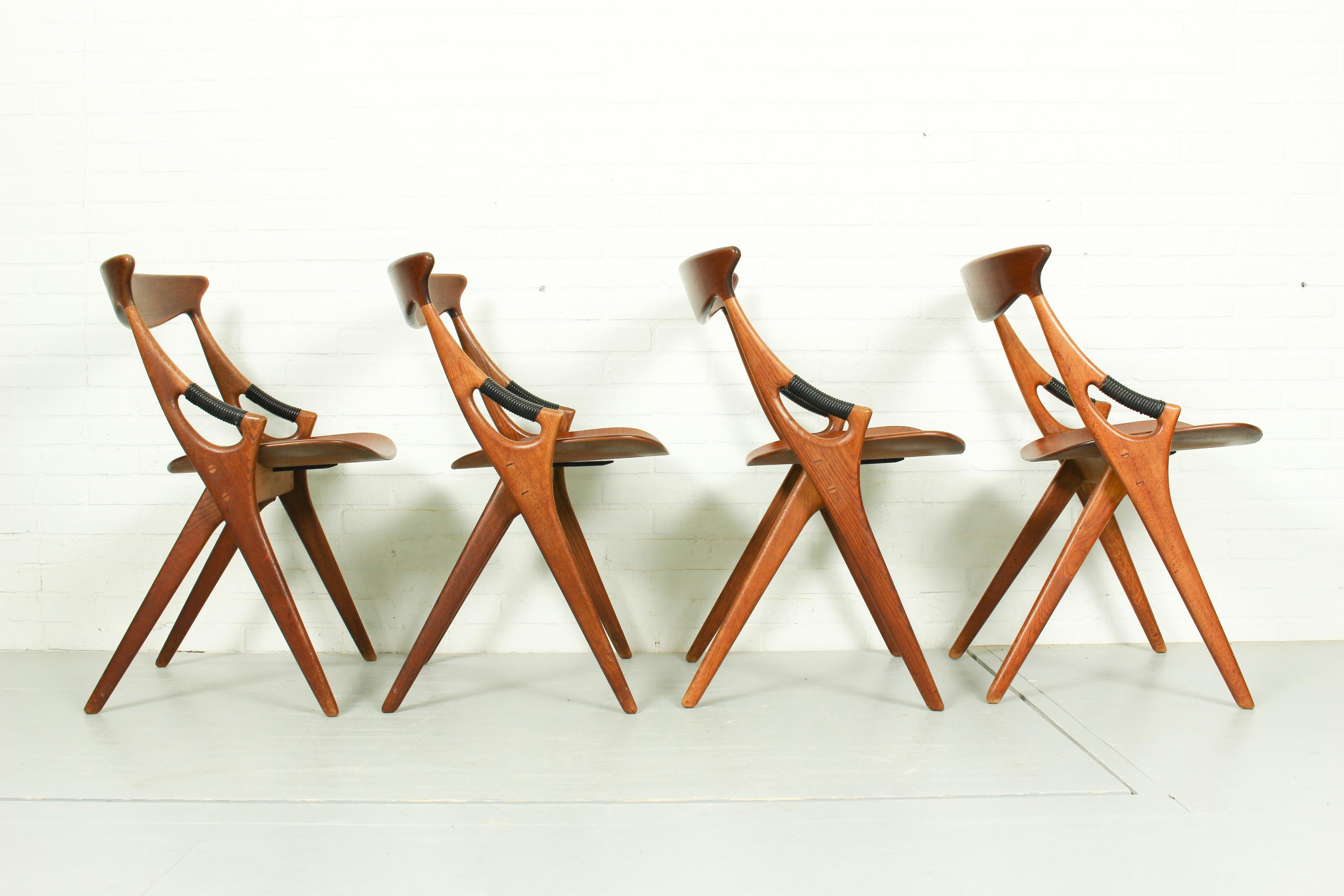 Teak Model 71 Chairs by Arne Hovmand Olsen for Mogens Kold, 1950s, Set of 4