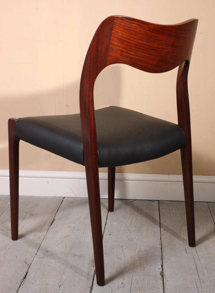 Leather Model 71 Dining Chairs by Moller in Rosewood