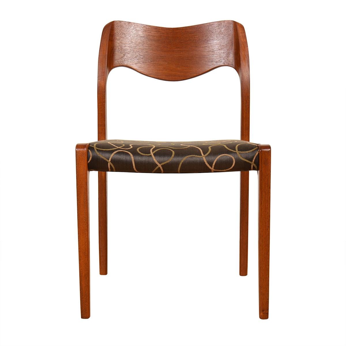 Model 71 Set of 6 Danish Teak Niels Moller Dining Chairs with Upholstered Seats In Good Condition In Kensington, MD