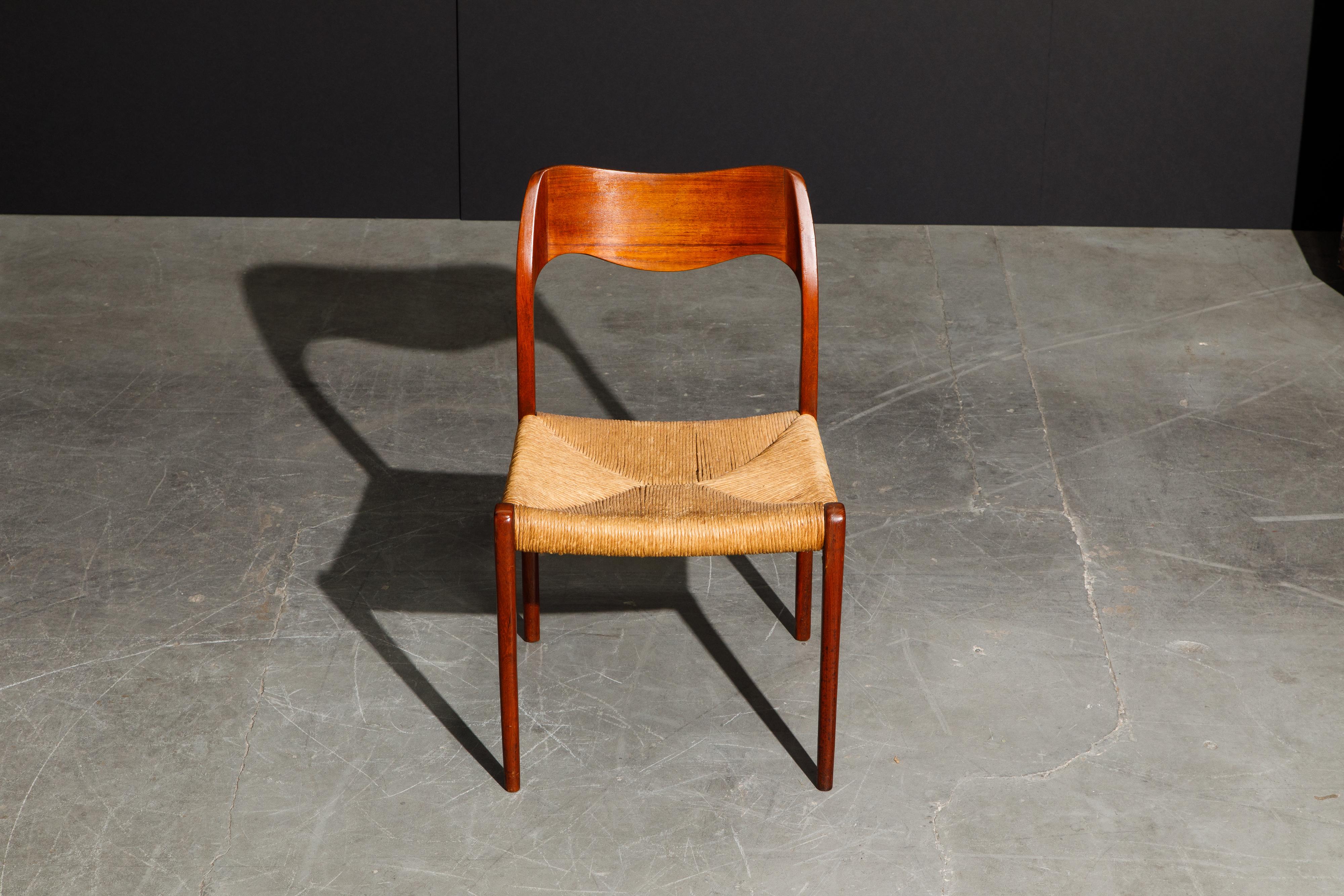 Scandinavian Modern 'Model 71' Woven and Teak Side Chair by Niels Otto Møller for J.L. Møller, 1960s