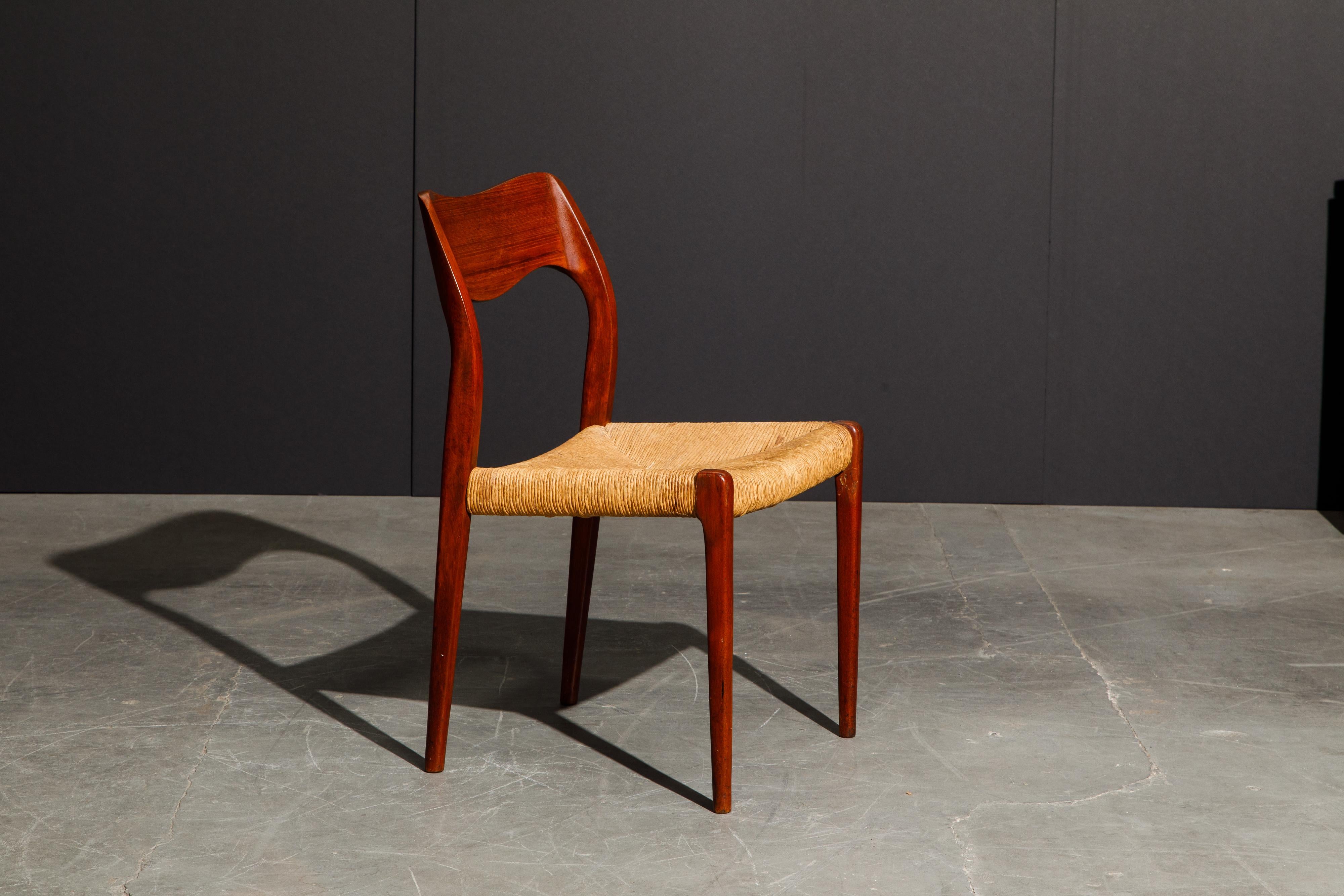 'Model 71' Woven and Teak Side Chair by Niels Otto Møller for J.L. Møller, 1960s In Good Condition In Los Angeles, CA
