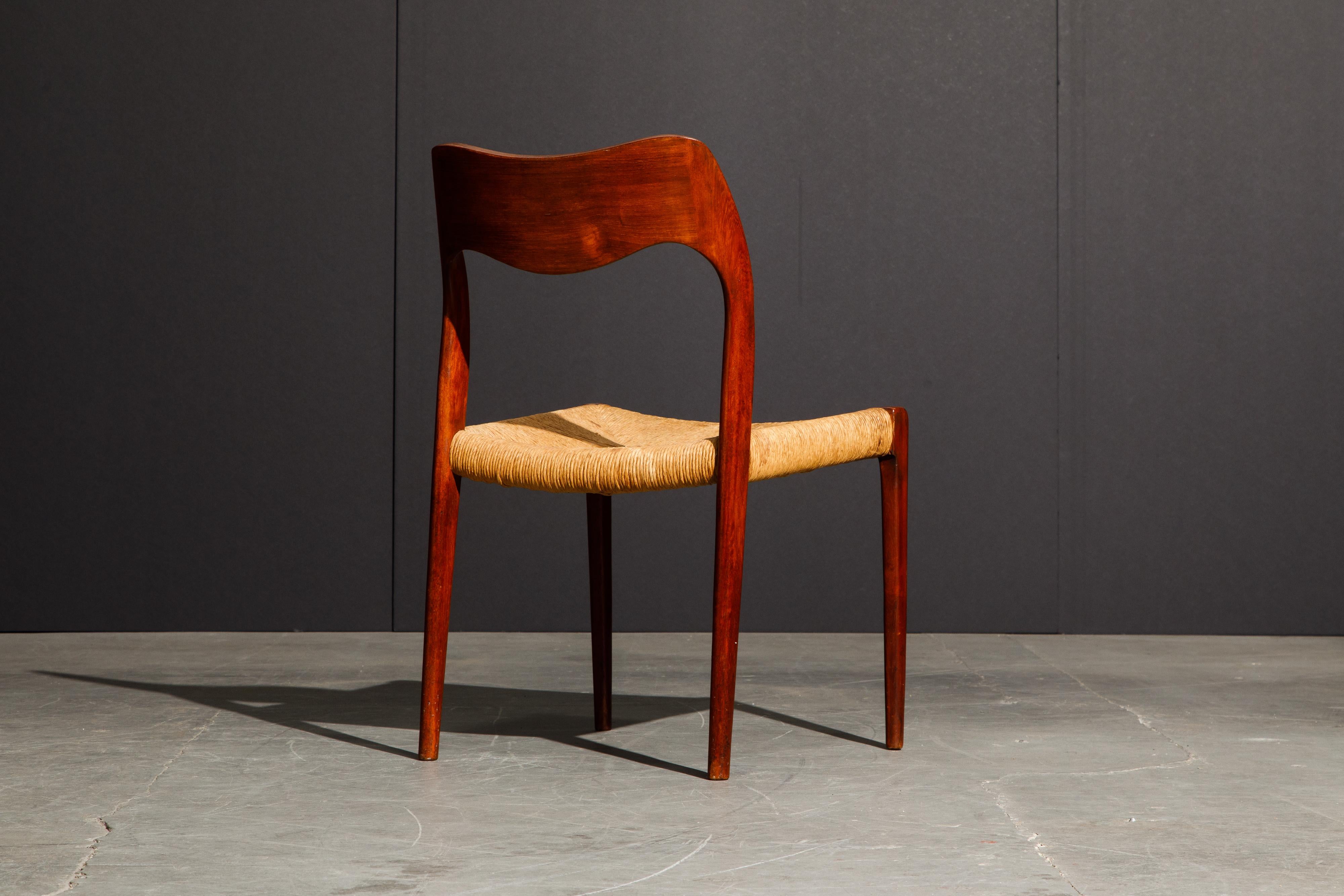 Papercord 'Model 71' Woven and Teak Side Chair by Niels Otto Møller for J.L. Møller, 1960s