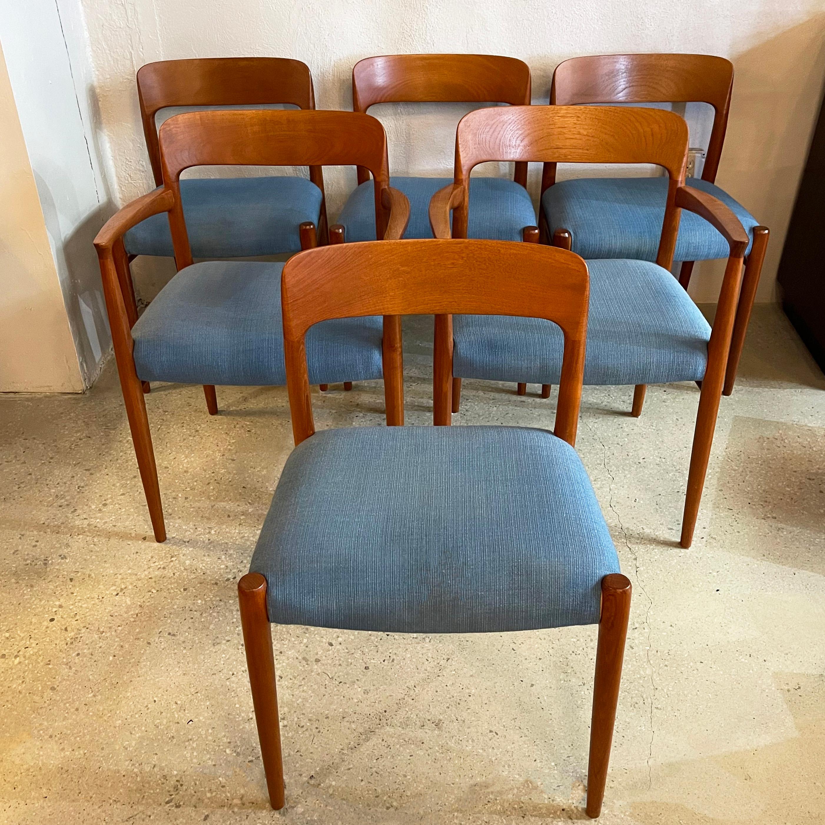 Fabric Model 75 Dining Chairs By Niels O Møller for J.L. Møllers Møbelfabrik