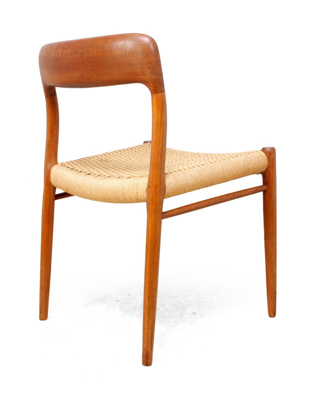 Papercord Model 75 Dining Chairs in Teak by J L Moller