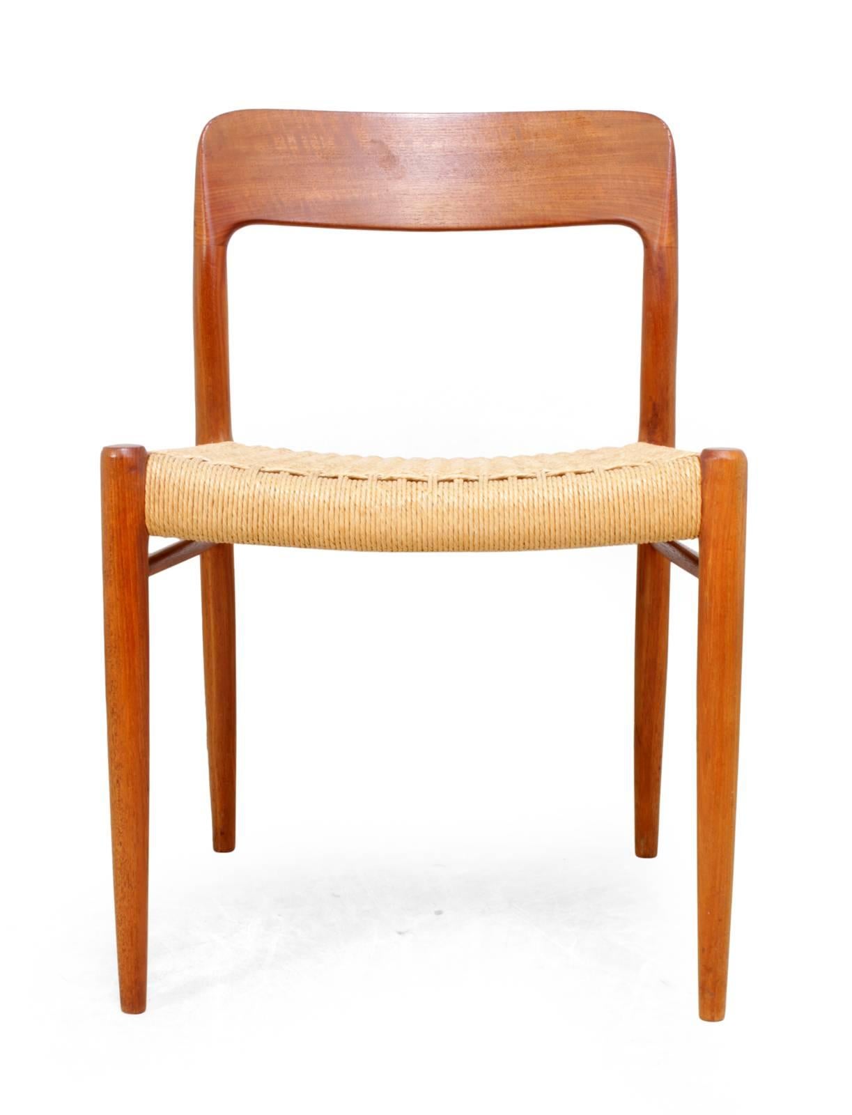 Danish Model 75 Dining Chairs in Teak by J L Moller