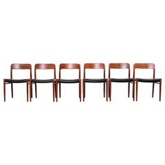 Model 75 Teak Dining Chairs by Niels Otto Møller, Set of 6