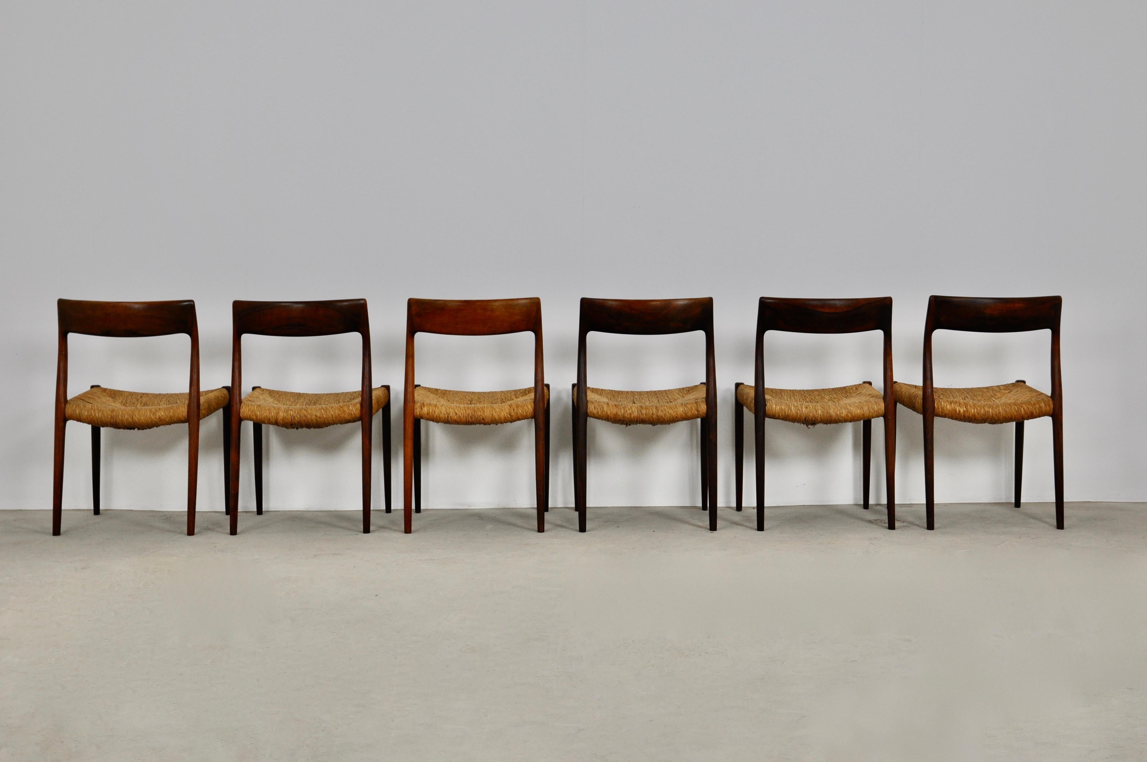 Model 77 Chairs by Niels Møller for J.L. Møllers, Set of 6 1