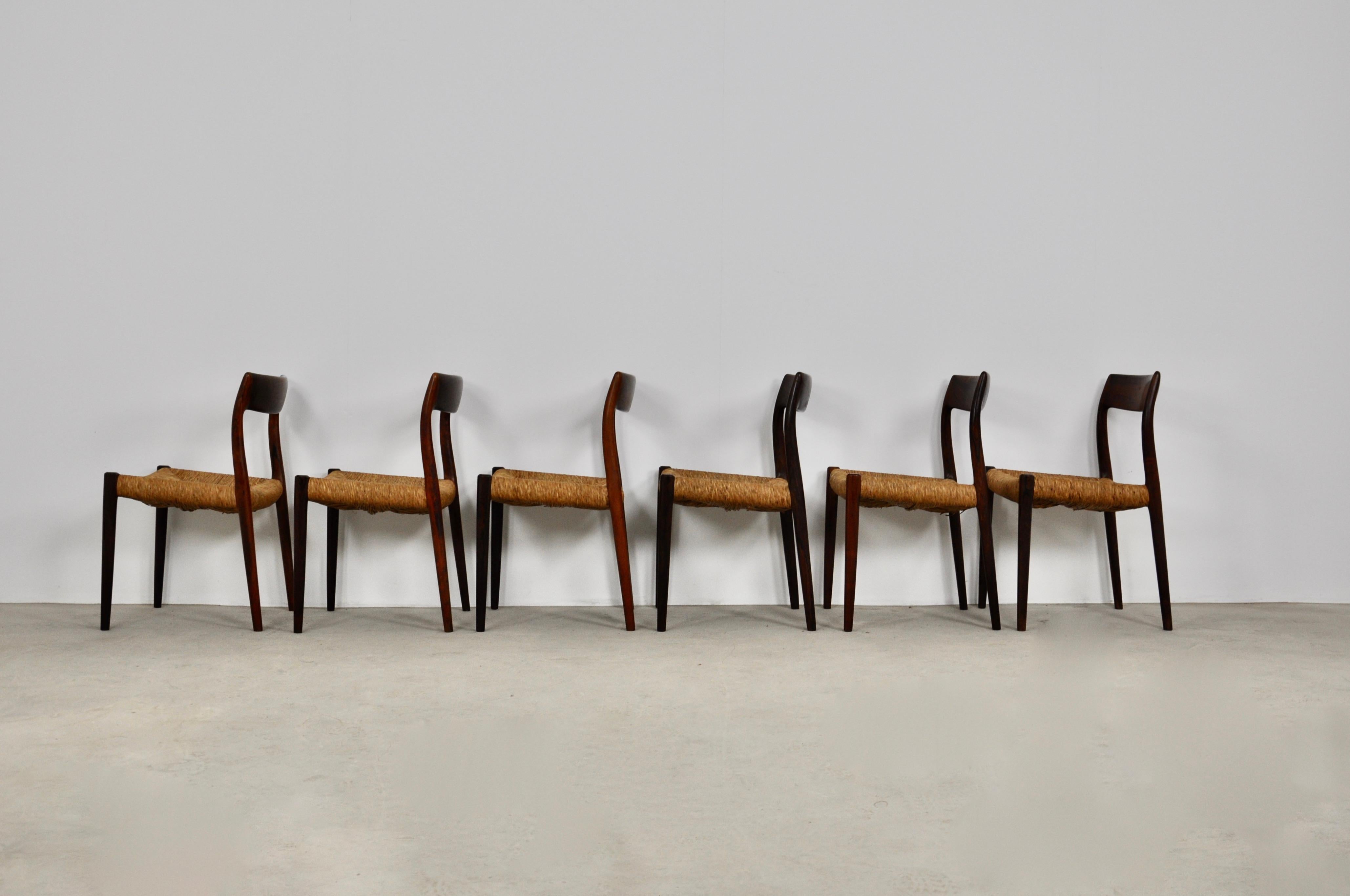 Model 77 Chairs by Niels Møller for J.L. Møllers, Set of 6 2