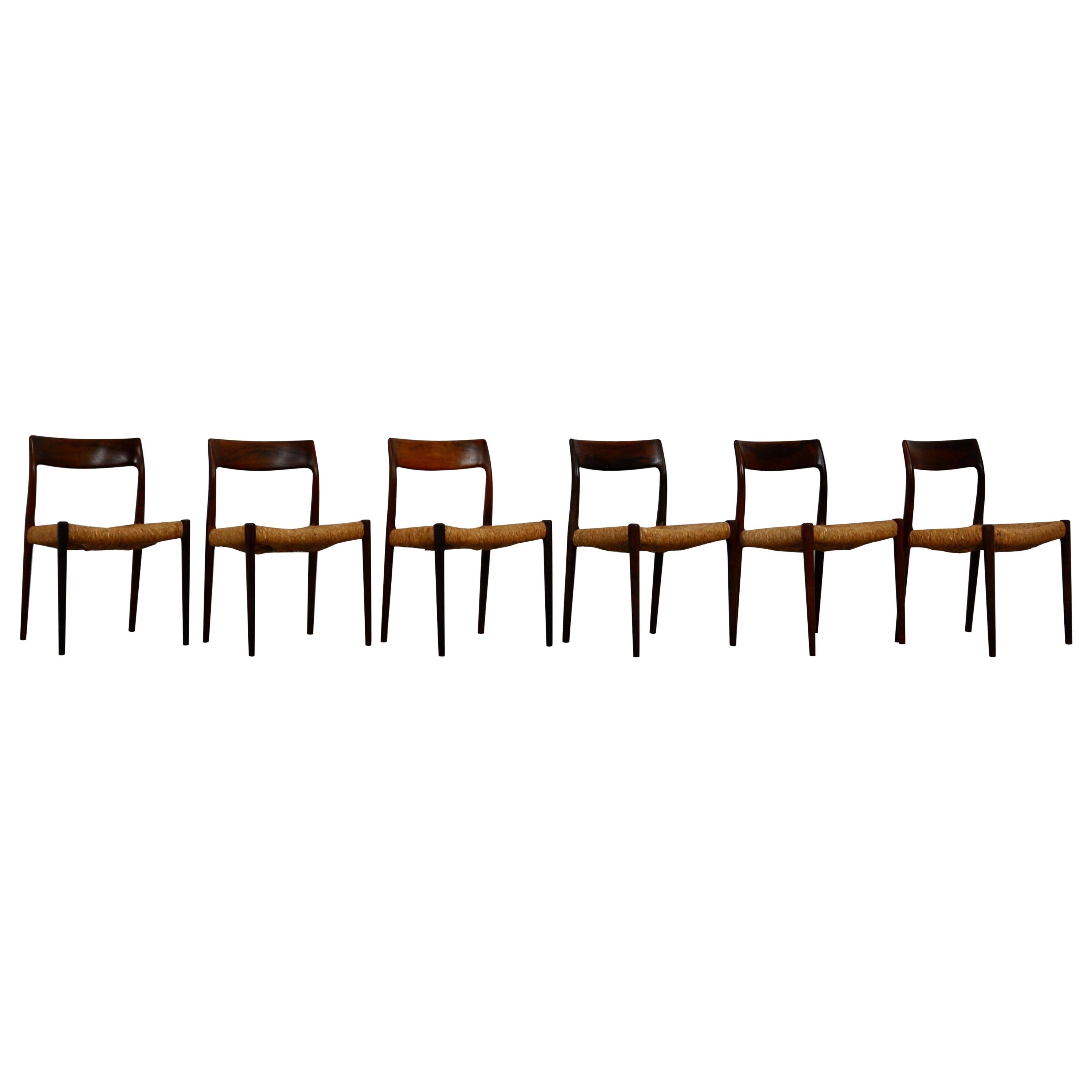 Model 77 Chairs by Niels Møller for J.L. Møllers, Set of 6