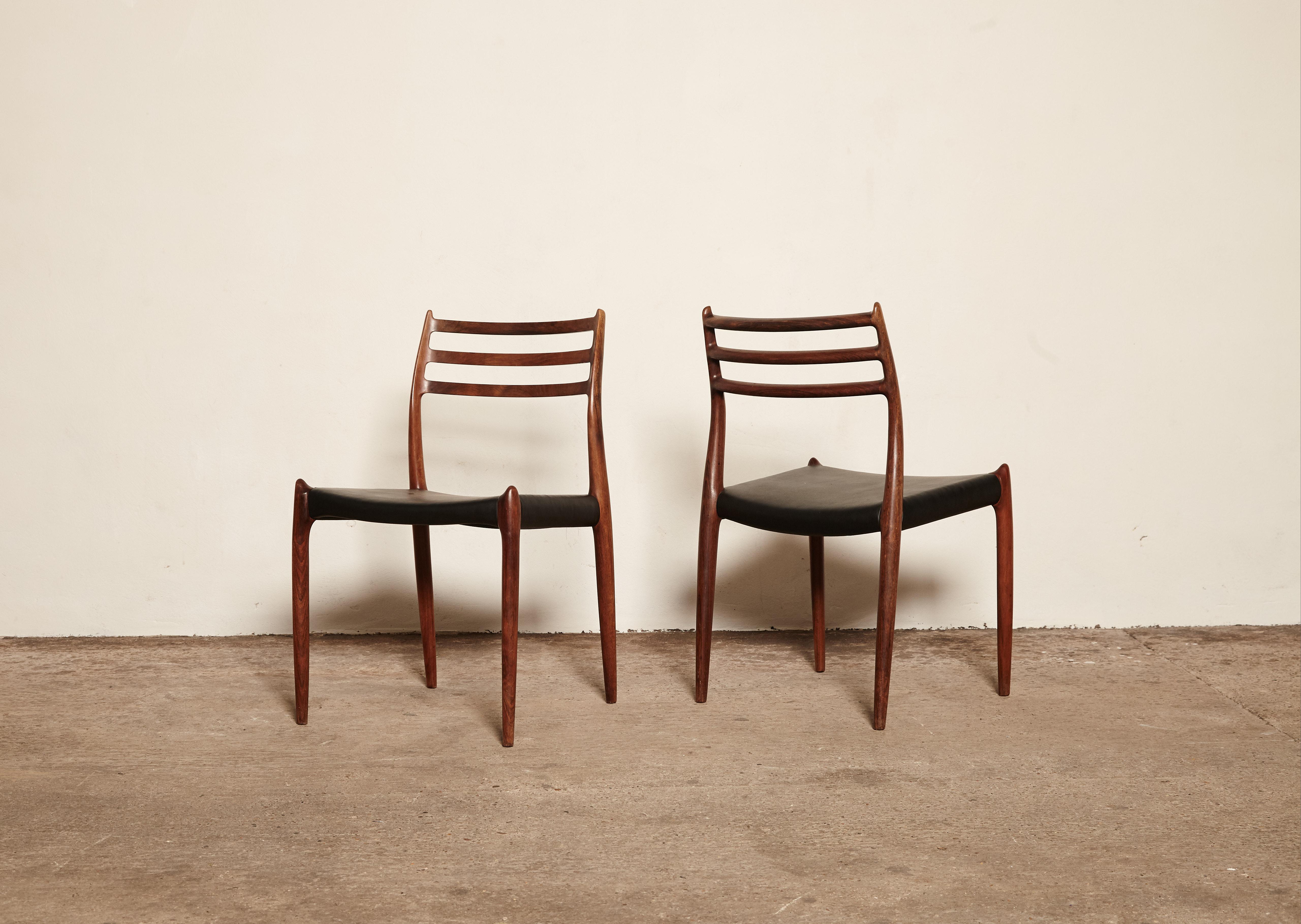 Mid-Century Modern Model 78 Rosewood Chairs by Niels O. Møller, Denmark, 1960s