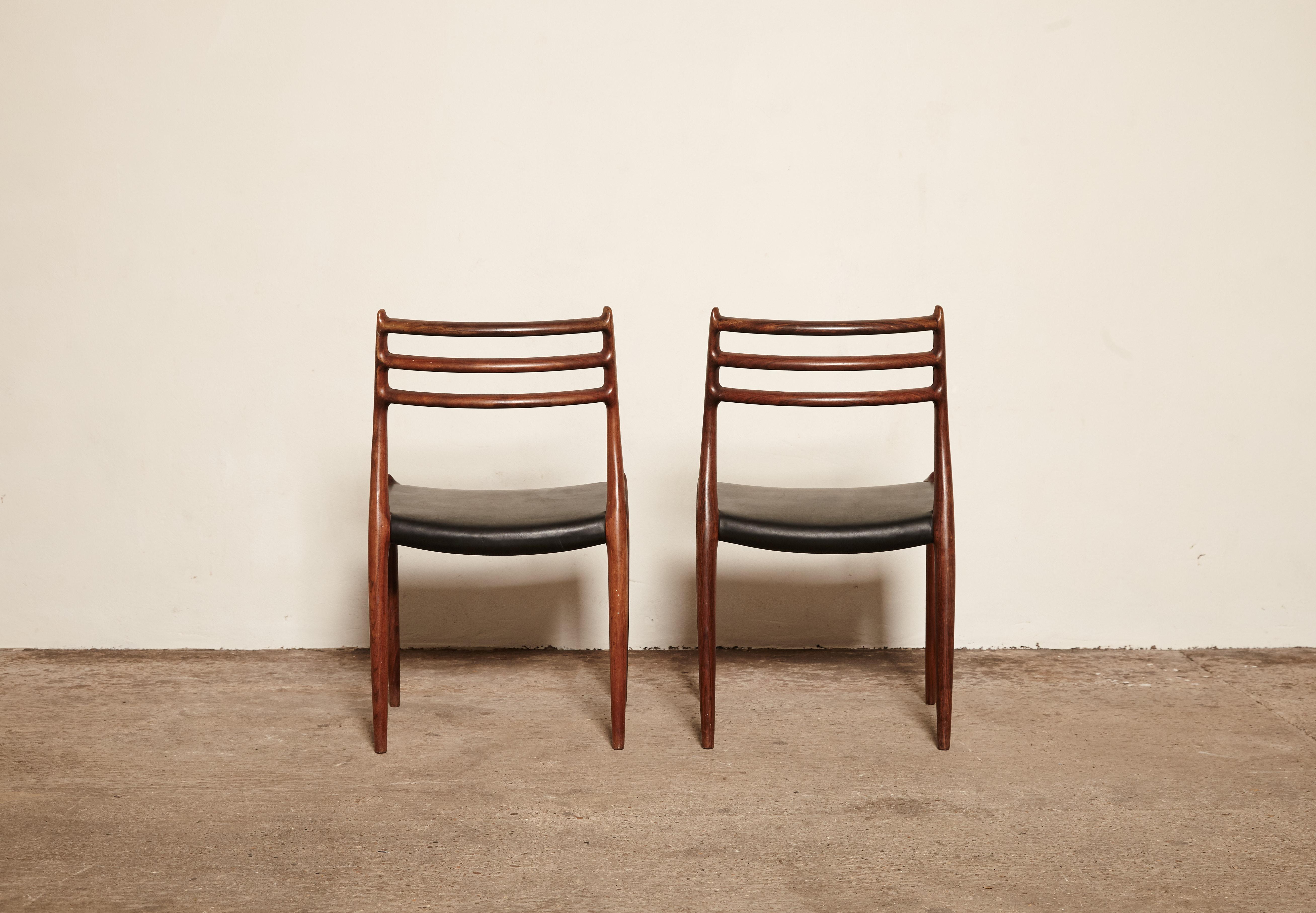 Danish Model 78 Rosewood Chairs by Niels O. Møller, Denmark, 1960s