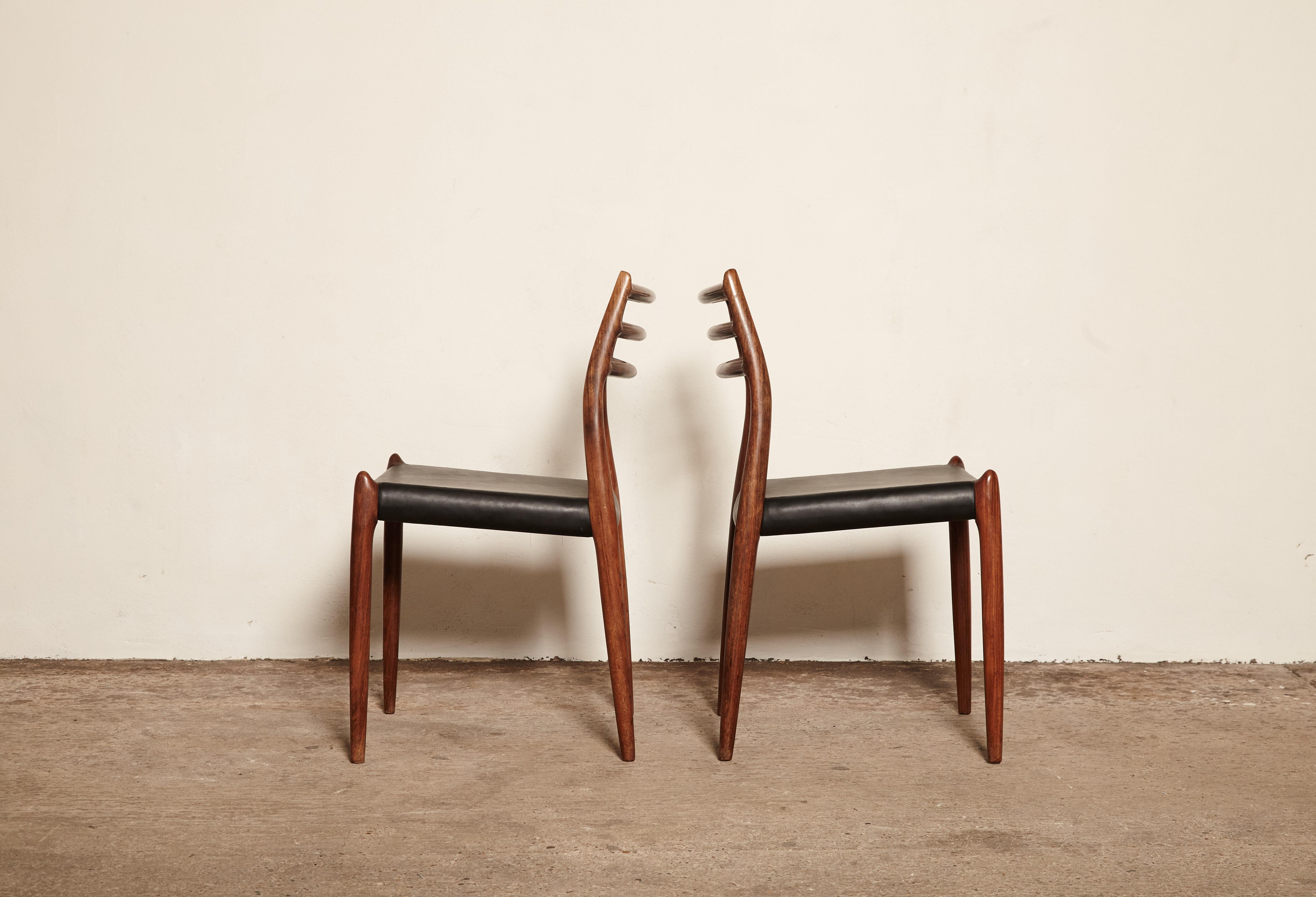 20th Century Model 78 Rosewood Chairs by Niels O. Møller, Denmark, 1960s