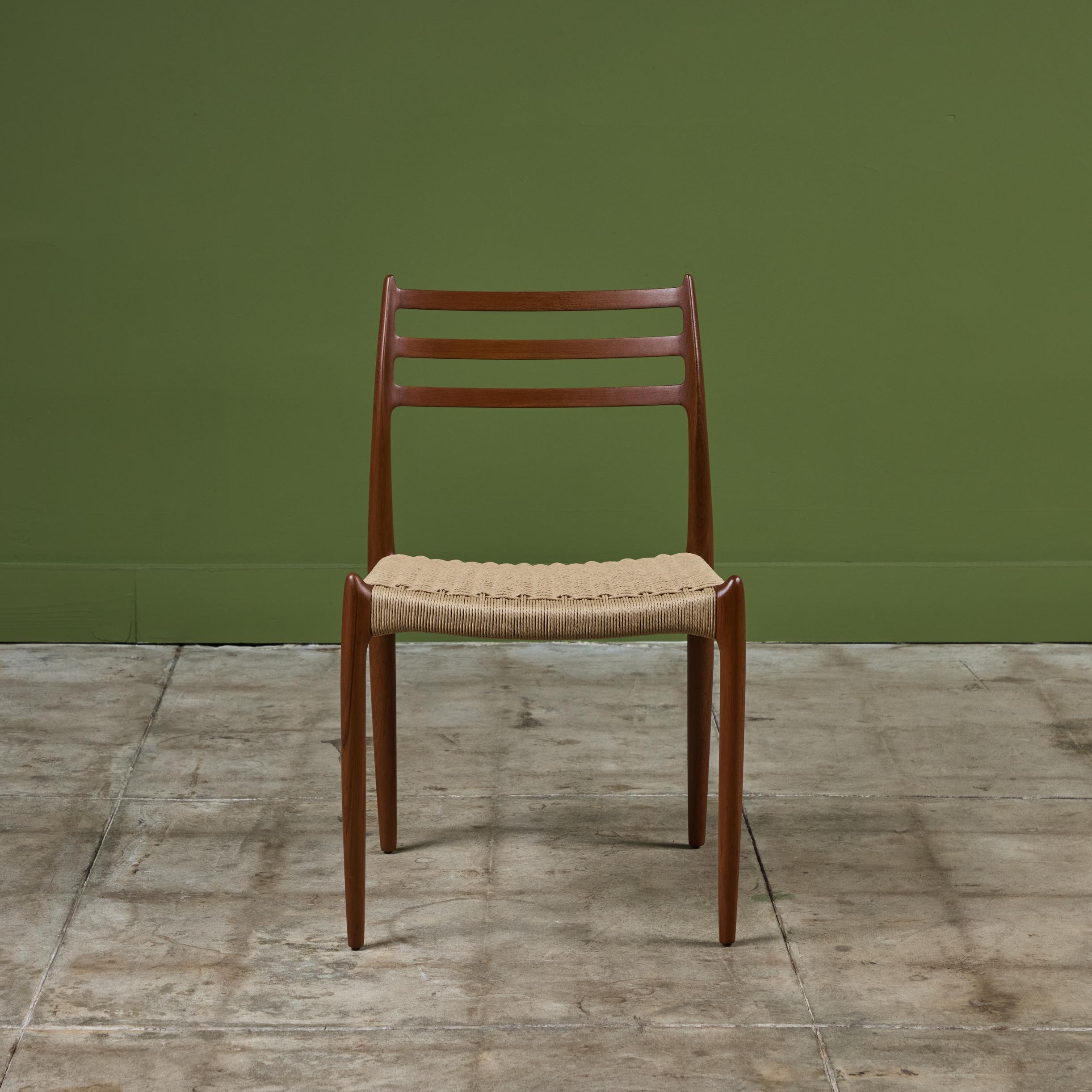 Model 78 Teakholz-Esszimmerstuhl von N.O. Møller (Skandinavische Moderne) im Angebot