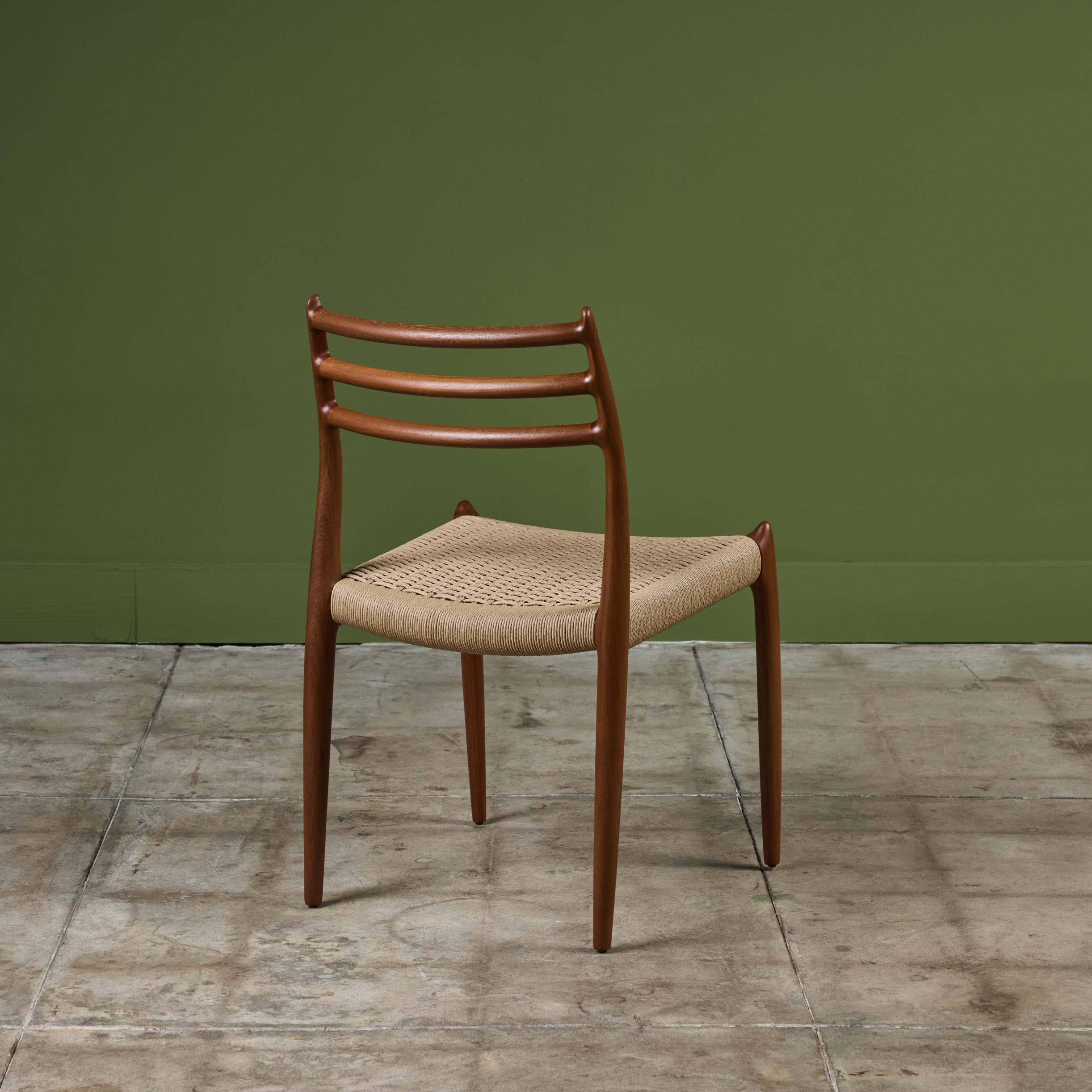 Model 78 Teakholz-Esszimmerstuhl von N.O. Møller (Mitte des 20. Jahrhunderts) im Angebot