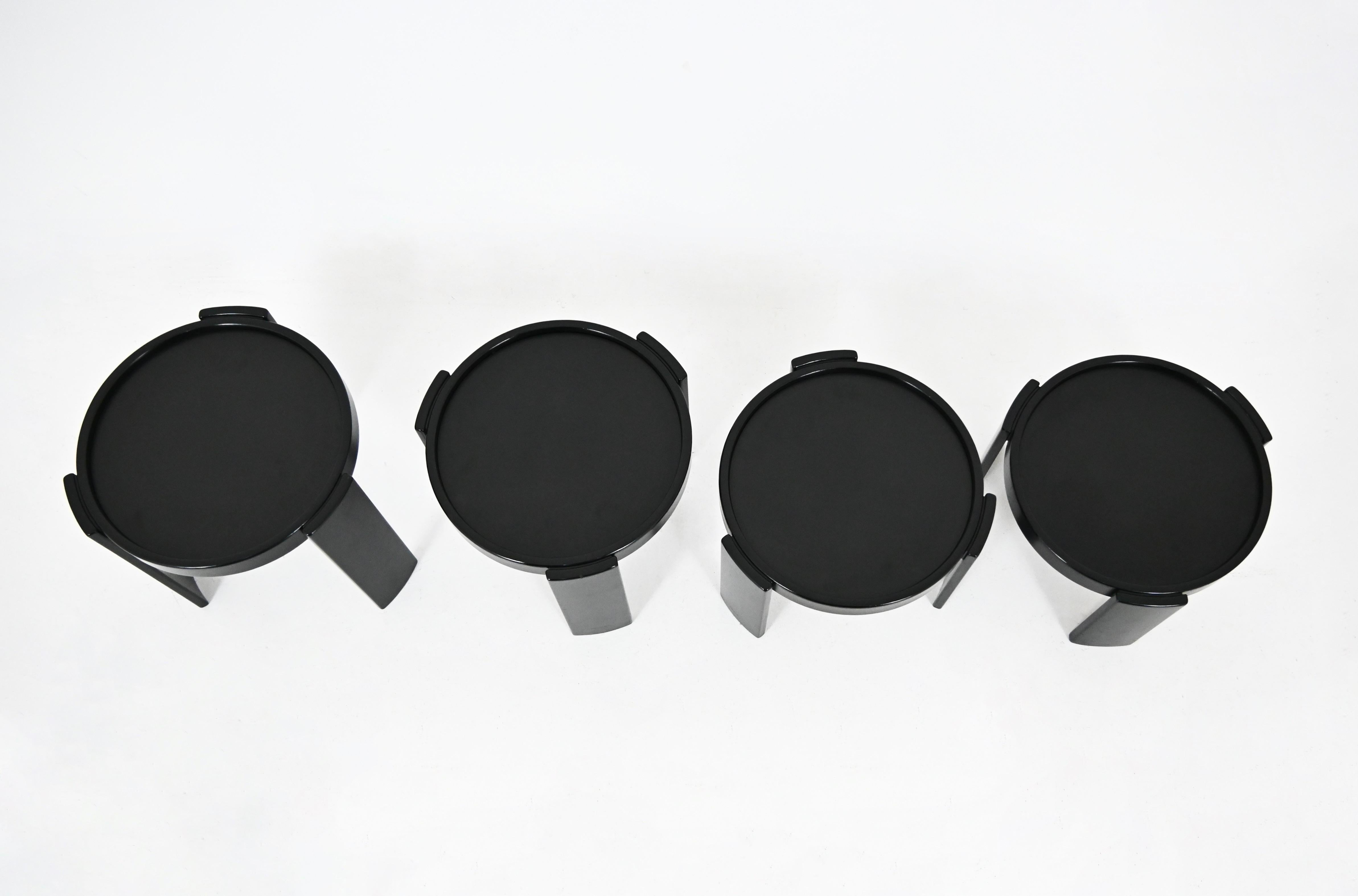 Wood Model 780 Nesting Tables by Gianfranco Frattini for Cassina, 1960s, Set of 4 For Sale
