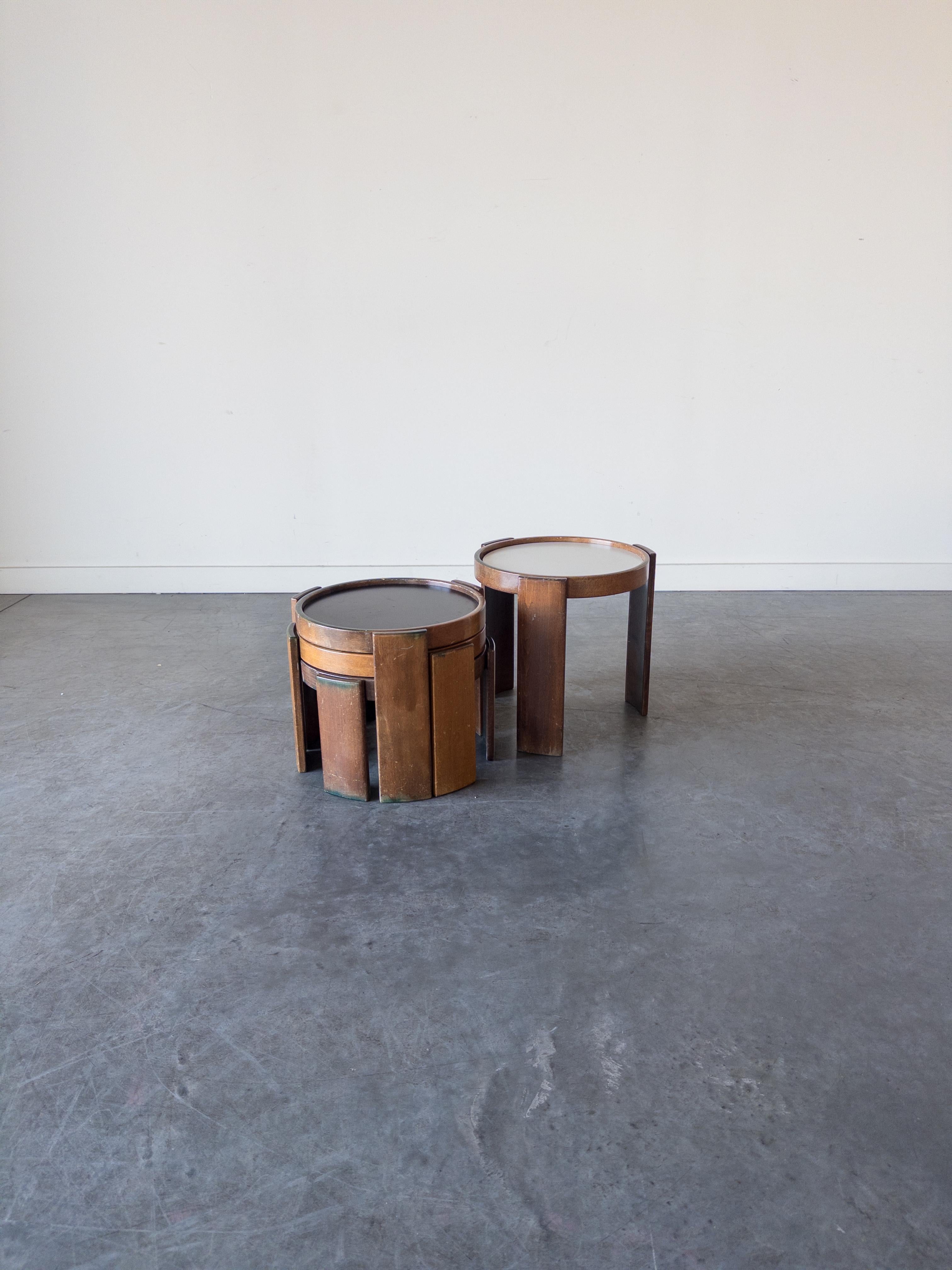 Mid-Century Modern ‘Model 780’ Wood Stacking Coffee Tables By Gianfranco Frattini For Cassina