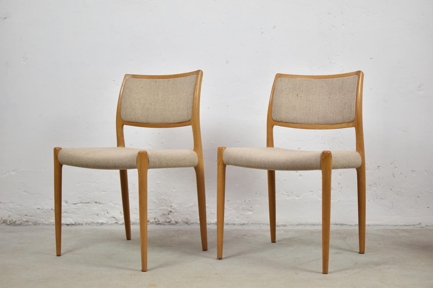 Scandinavian Modern Model 80 Chairs by Niels Otto Møller for J.L.Møllers Mobelfabrik, Denmark, 1950s