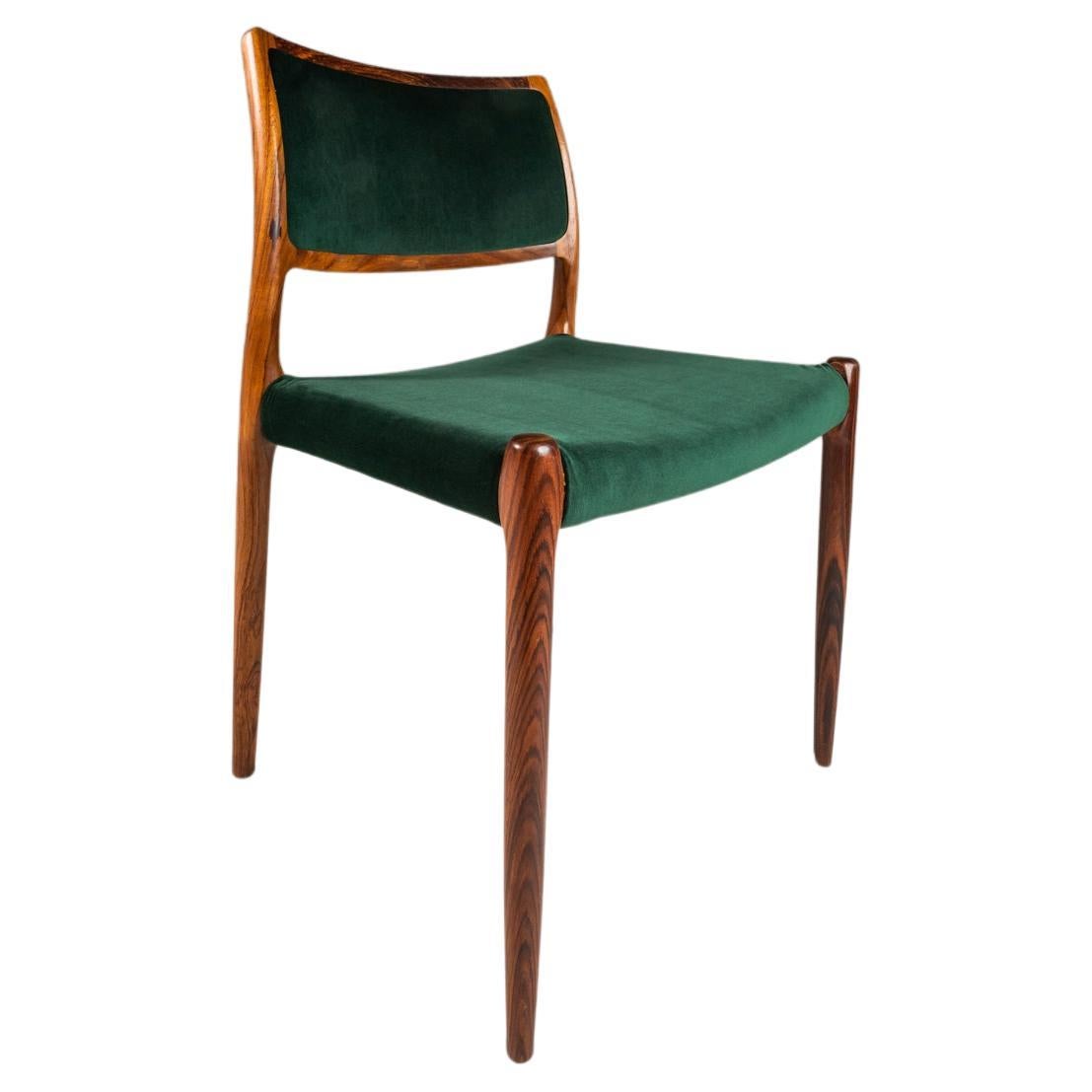 Model 80 Desk / Dining Chair in Rosewood by Niels Møller for J.L. Møller, 1960s For Sale