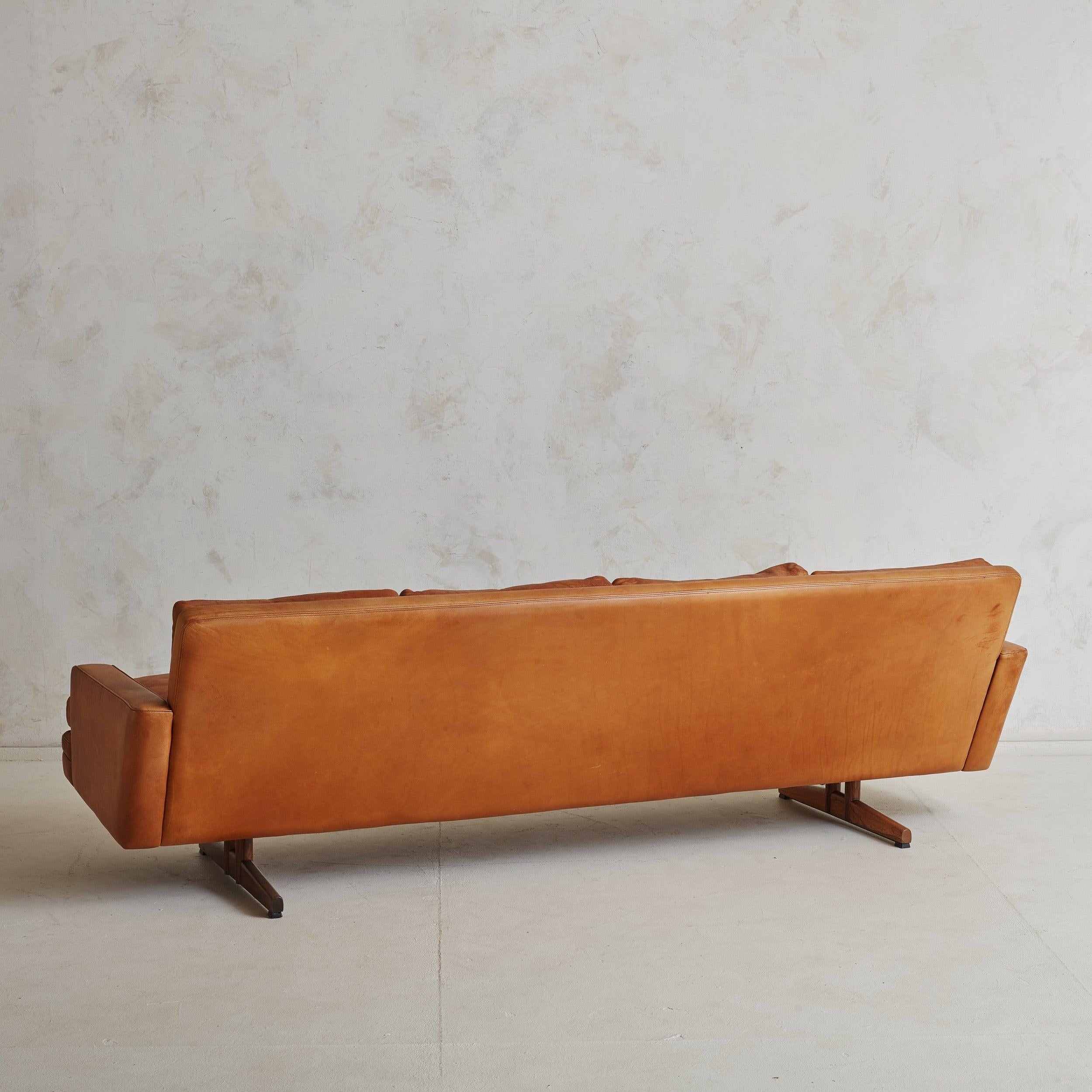 Norwegian Model 807' Cognac Leather Sofa by Frederik Kayser for Vatne Møbler, Norway 1960s
