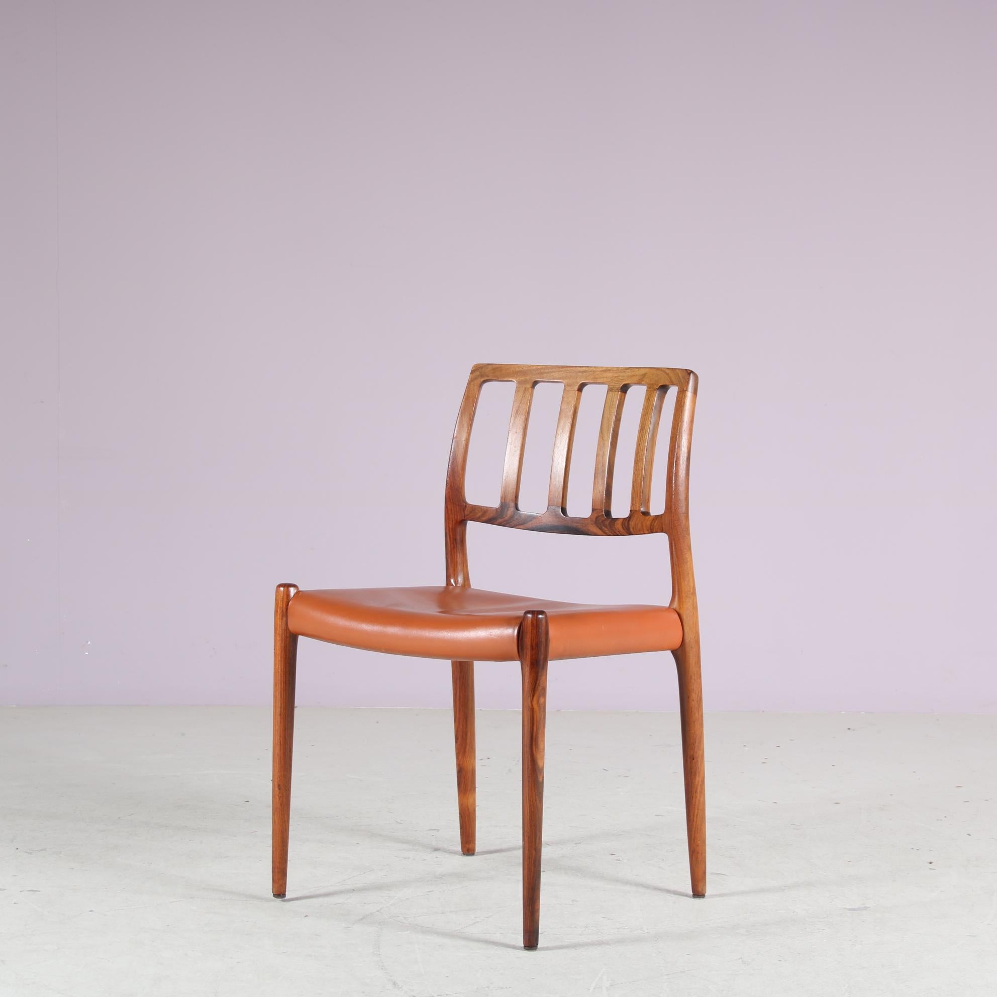 Cuir Chaises de salle à manger Model 83 par Niels Otto Moller pour Moller, Danemark 1960 en vente