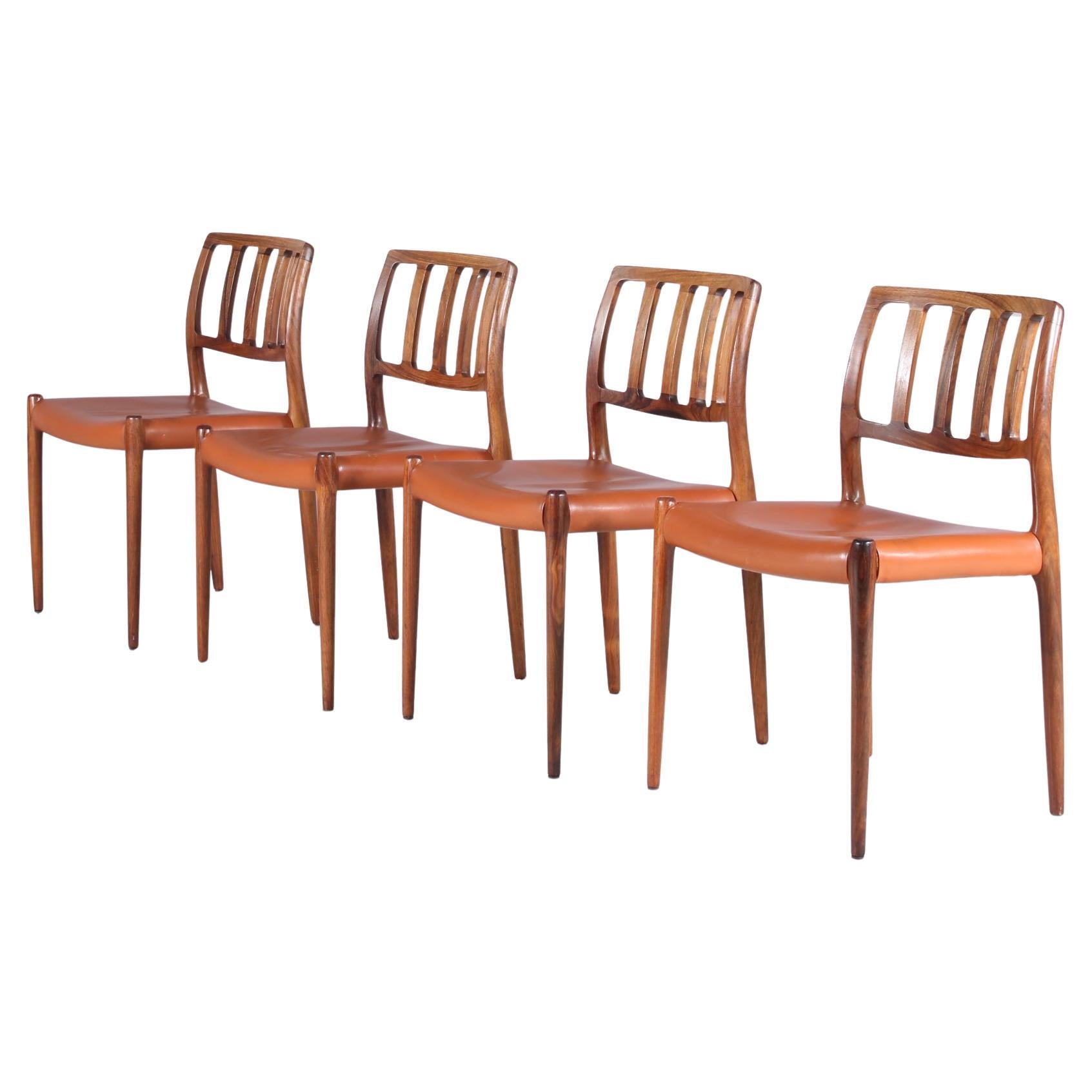Model 83 Dining Chairs by Niels Otto Moller for Moller, Denmark 1960