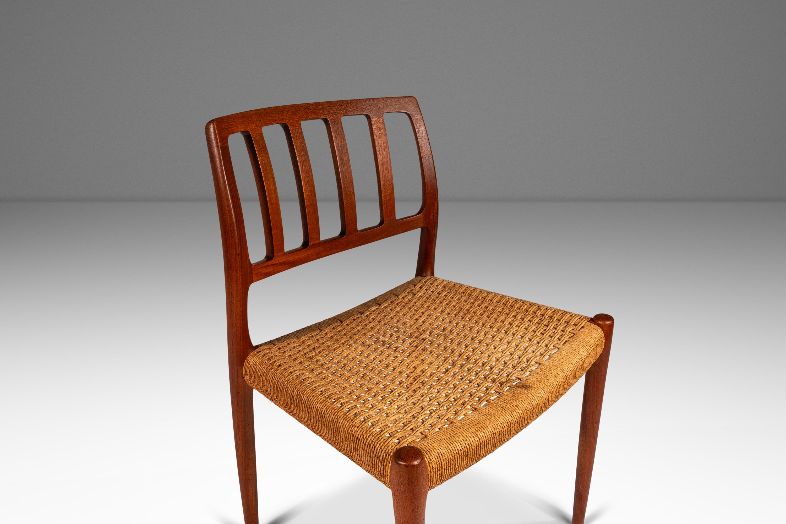 Model 83 Teak Dining Chair Paper Cord by Niels Otto Møller for J.L. Møller 1960s For Sale 9