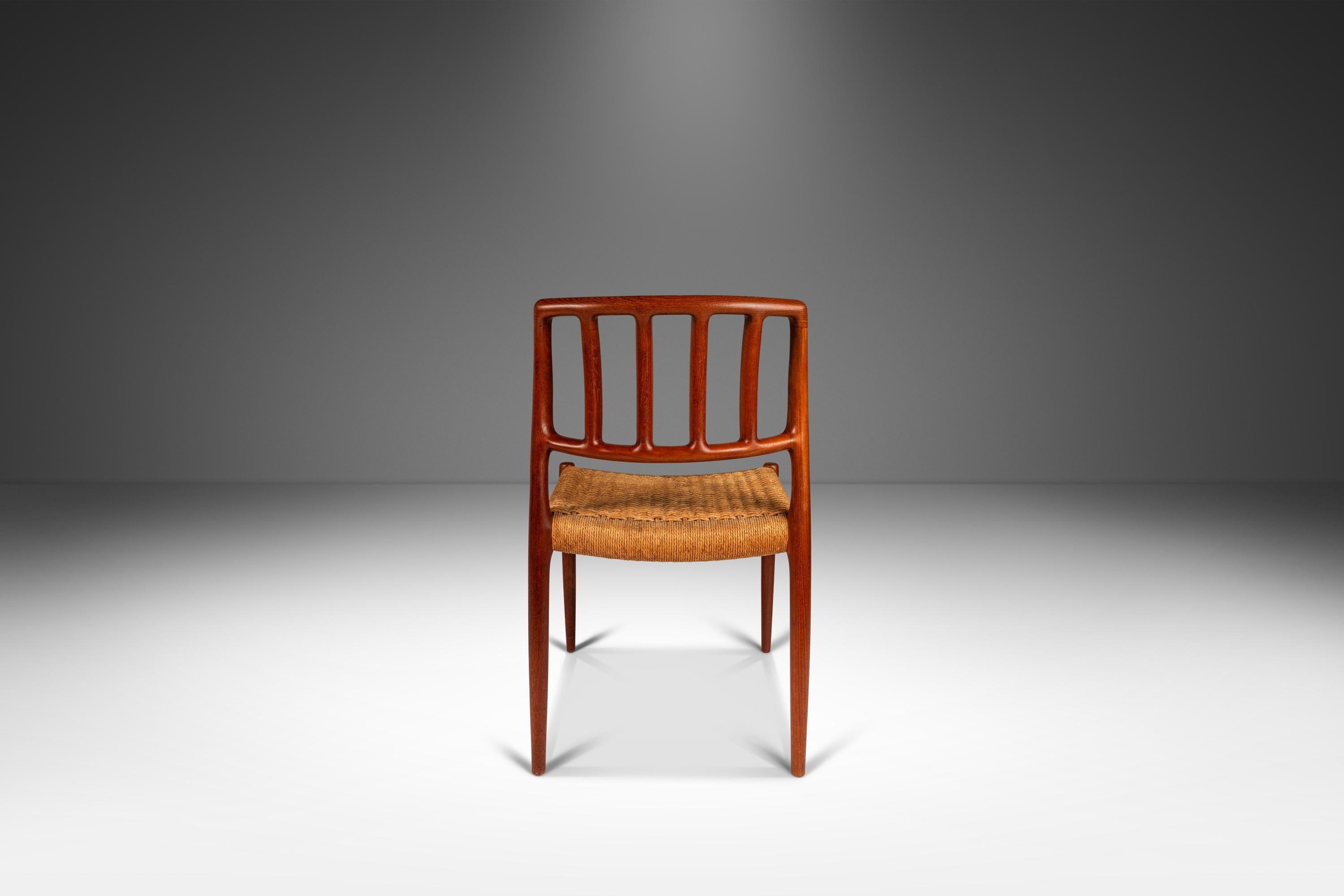 Mid-Century Modern Model 83 Teak Dining Chair Paper Cord by Niels Otto Møller for J.L. Møller 1960s For Sale