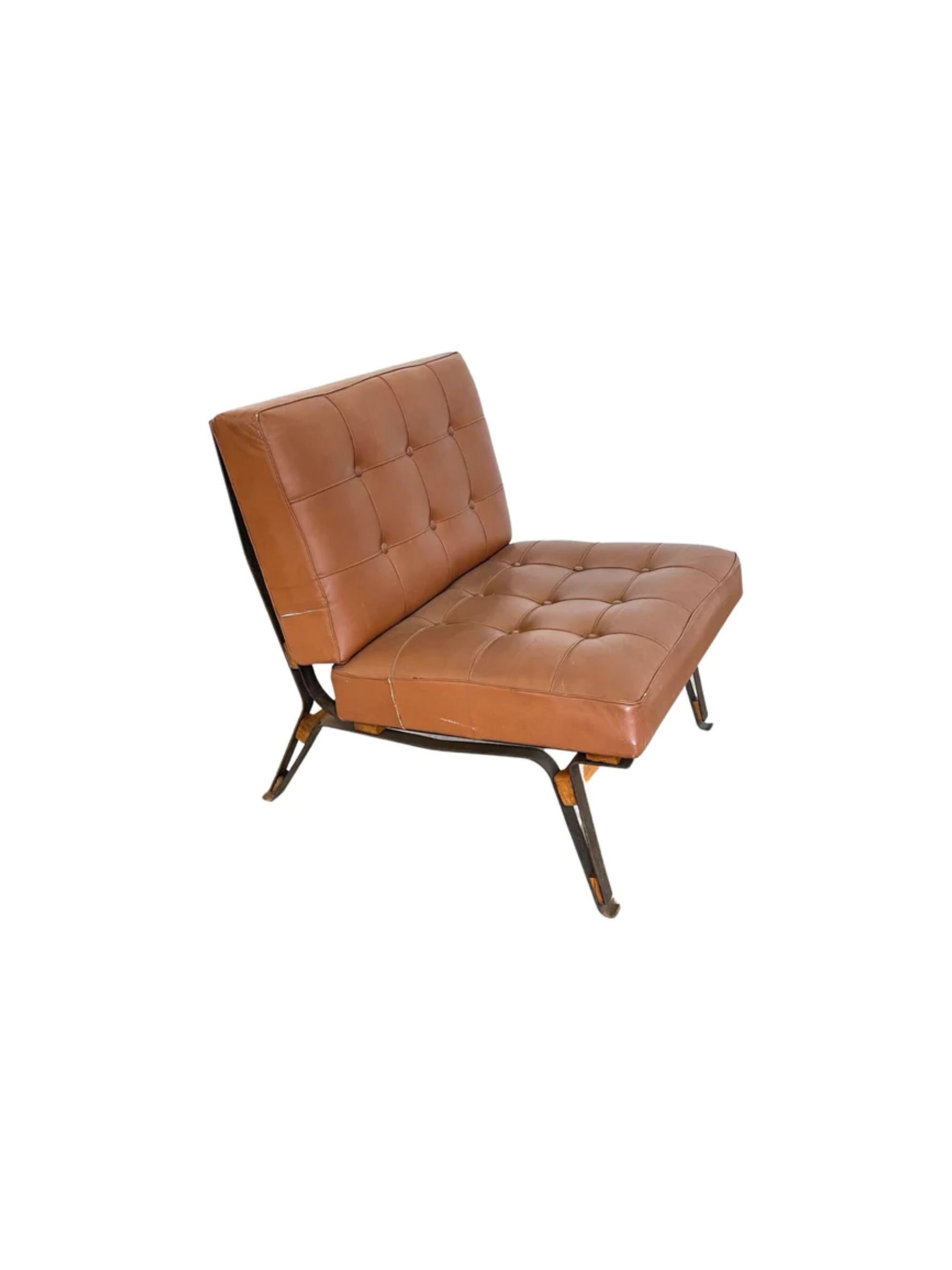 Mid-Century Modern Paire de fauteuils de salon en cuir assortis modèle 856 par Ico Parisi, années 1950 en vente