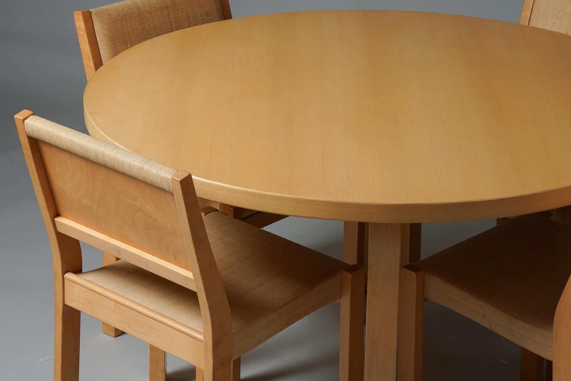 Finnish Model 91 Dining Table With Model 611 Chairs, Alvar Aalto, Artek, 1960s