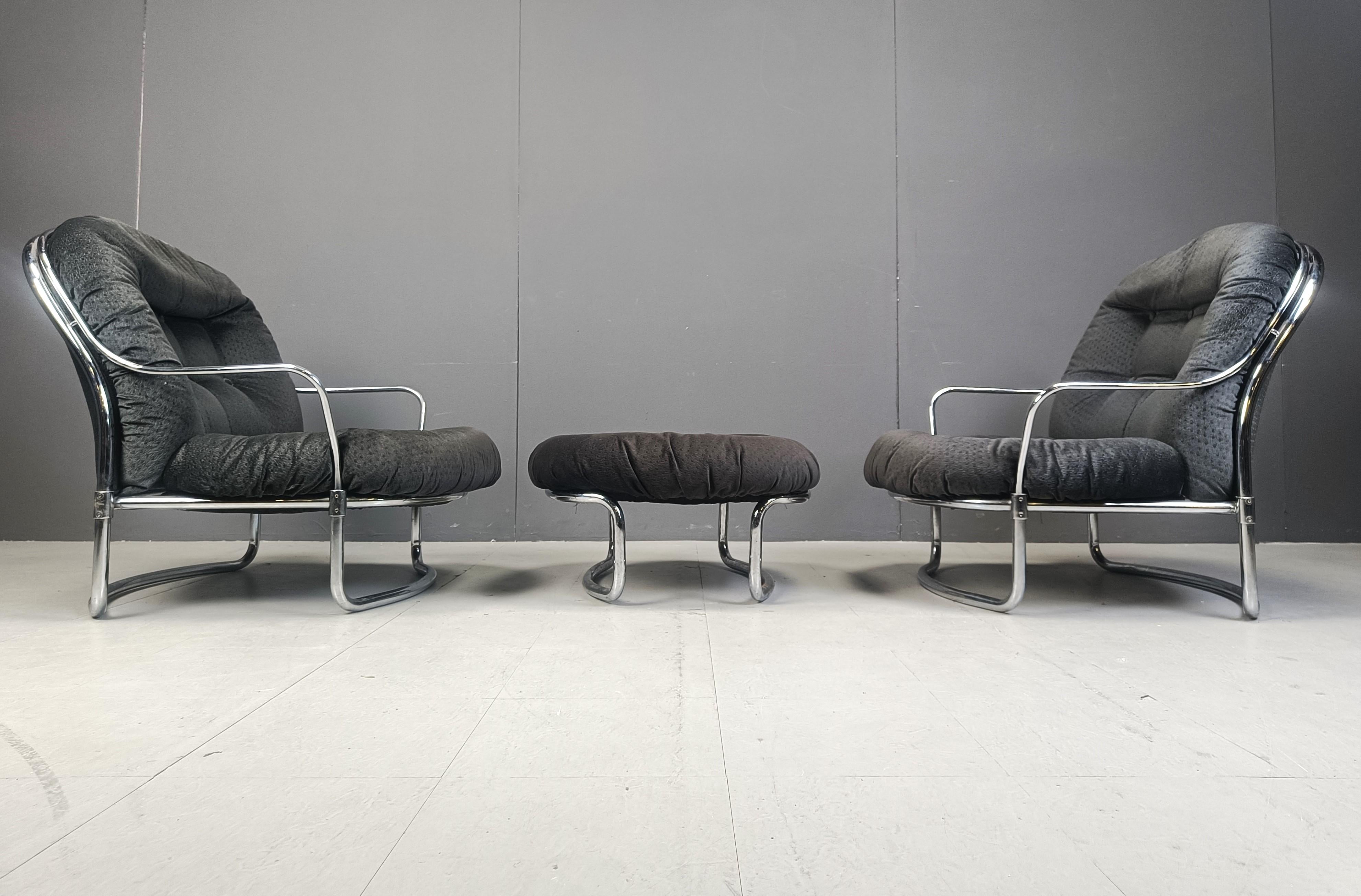 Fabric Model 915 Lounge Chairs by Carlo de Carli for Cinova, 1970s, Set of 2