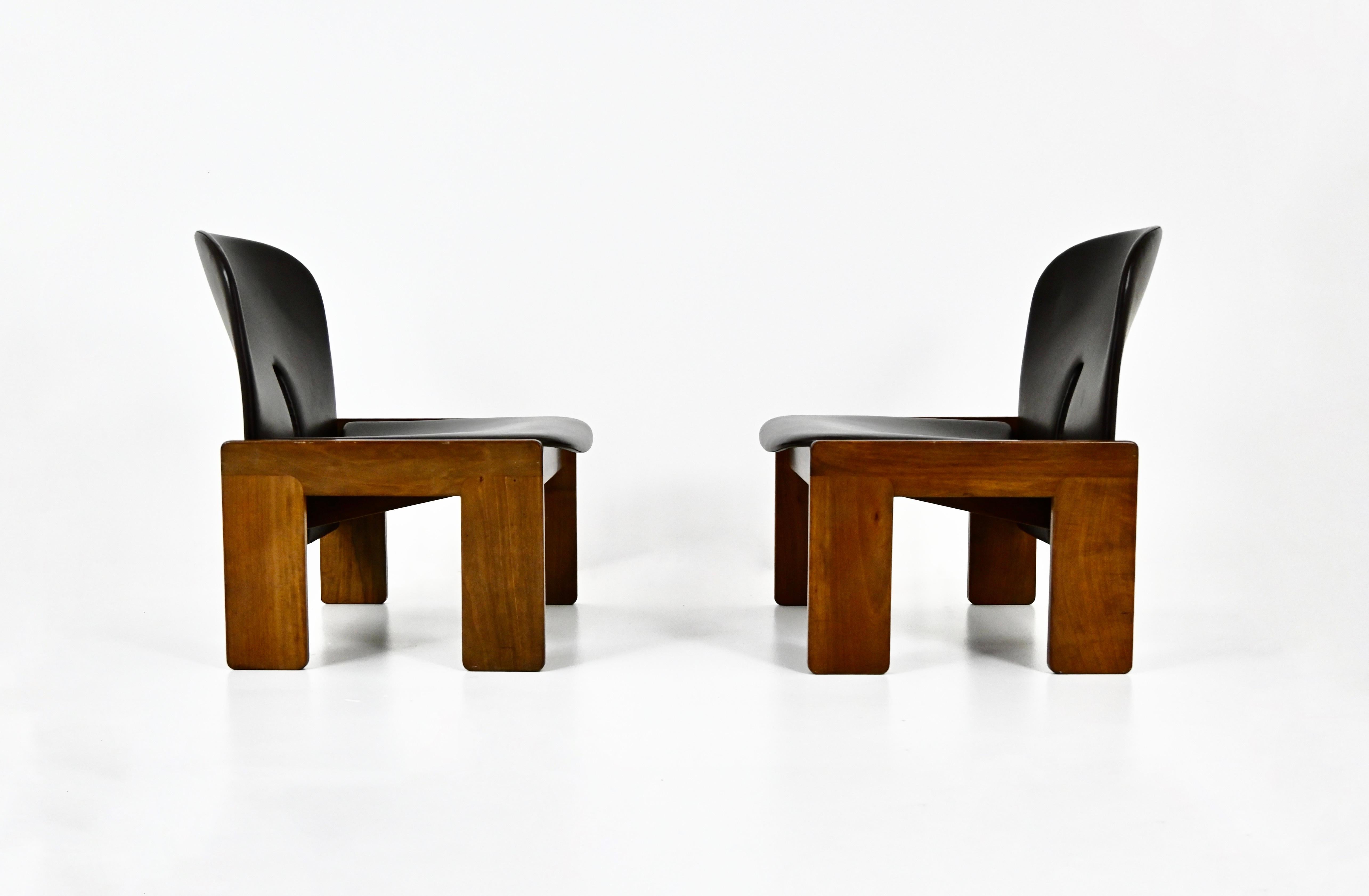 Sillas de salón Modelo 925 de Afra & Tobia Scarpa para Cassina, años 70, set de 2 en Bueno estado para la venta en bruxelles, BE