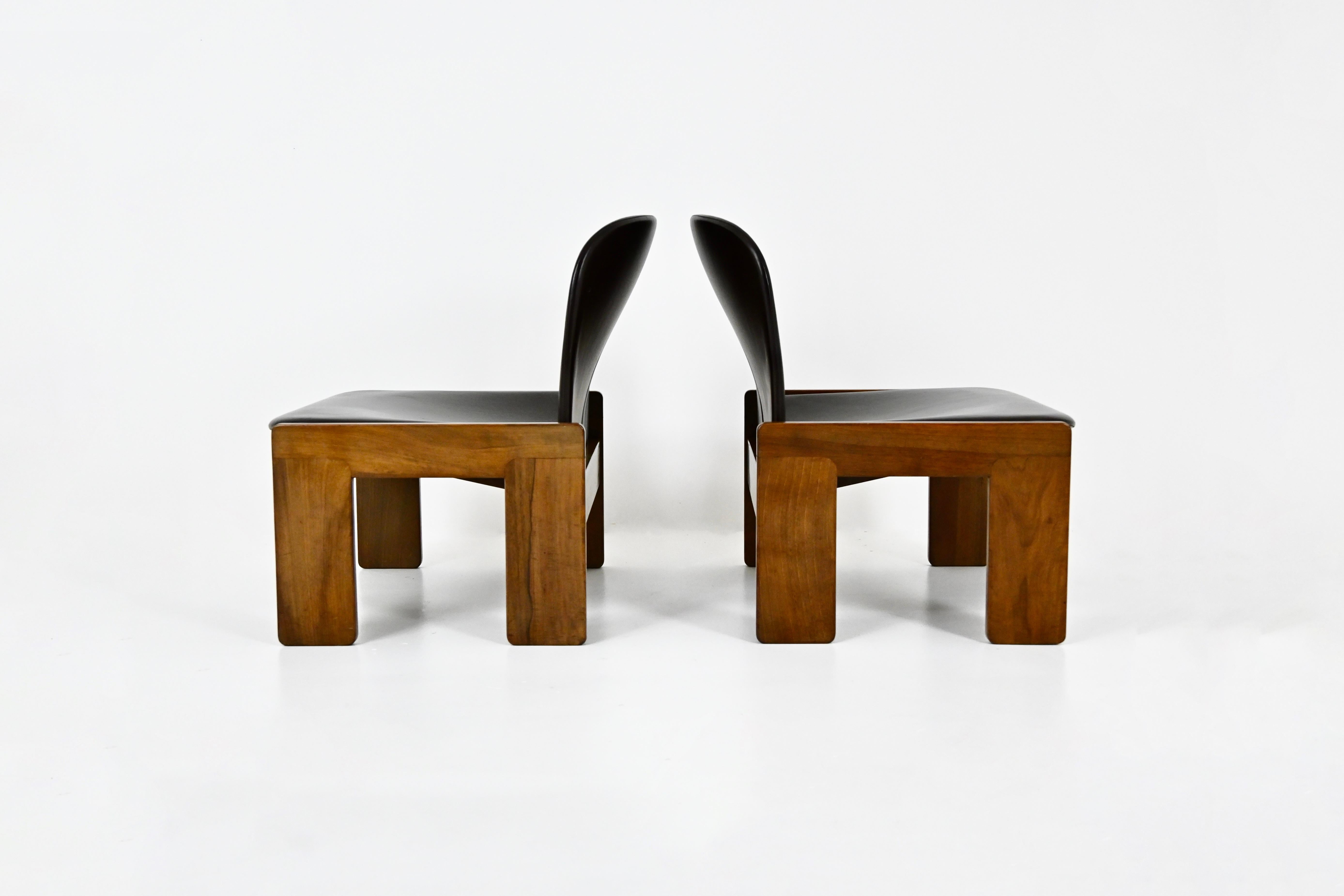 Sillas de salón Modelo 925 de Afra & Tobia Scarpa para Cassina, años 70, set de 2 Cuero en venta