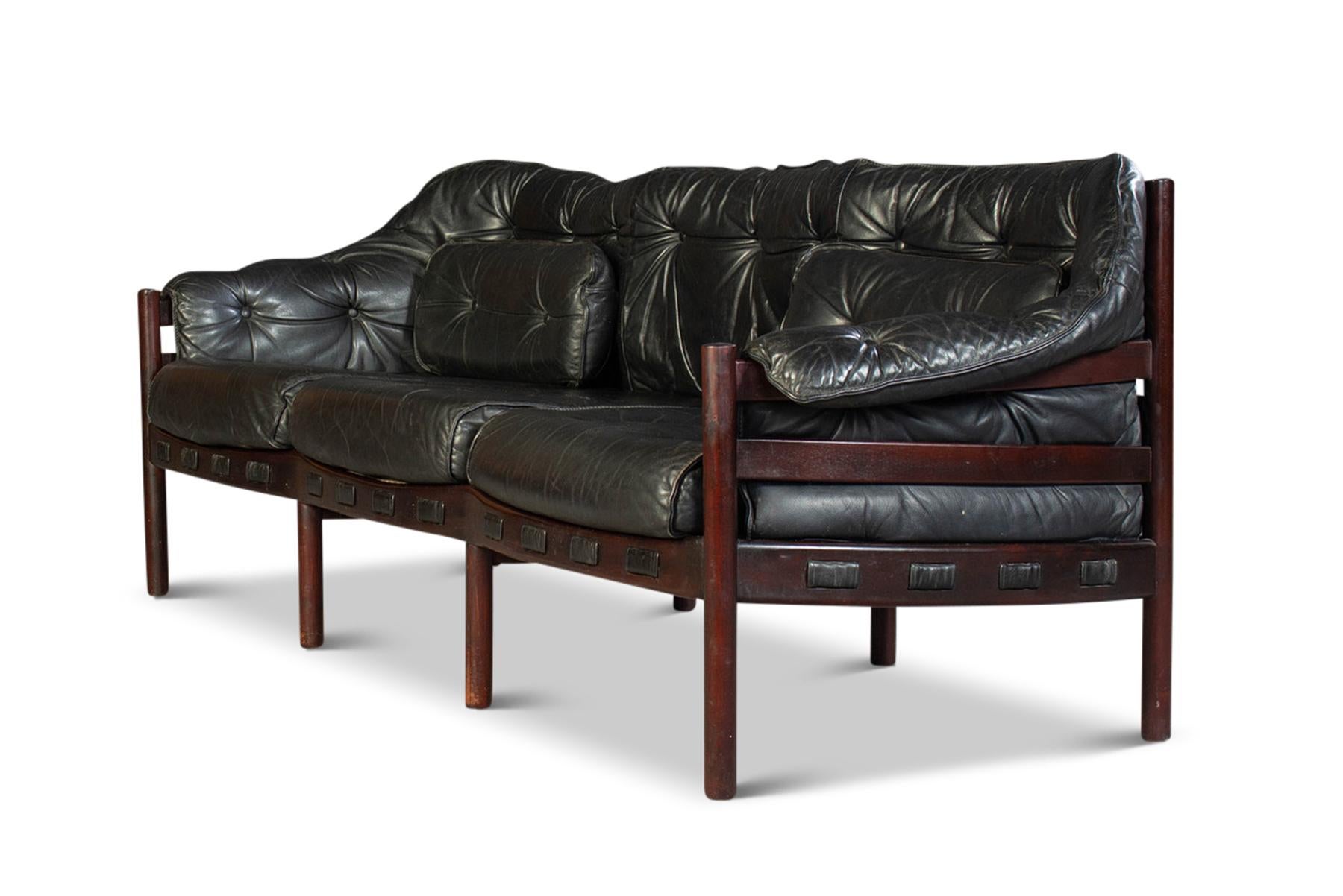 Mid-Century Modern Model 925 Three Seat Leather Sofa by Arne Norell