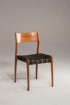 Model 993 for Tipi Studio Six Woven Leather Teak Chairs