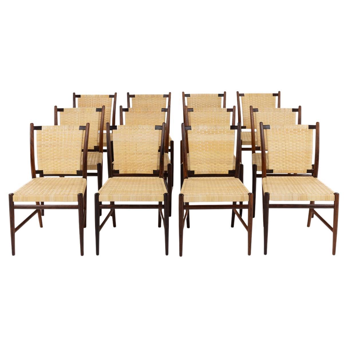 Model A-49 - Set of 12 rosewood dining chairs by Jacob Kjær For Sale