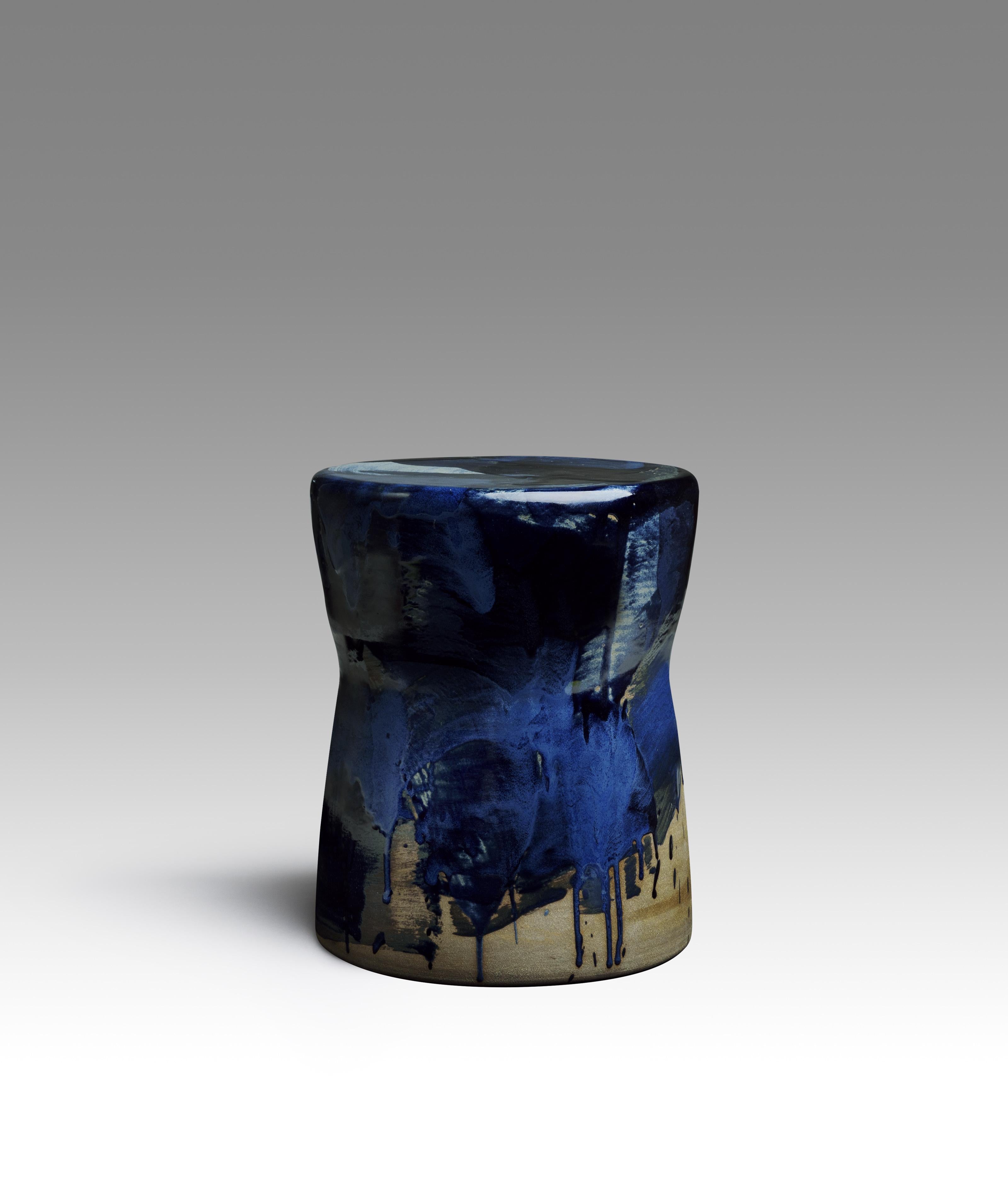 Modern Model A Glazed Stoneware Stool by Pascale Girardin For Sale