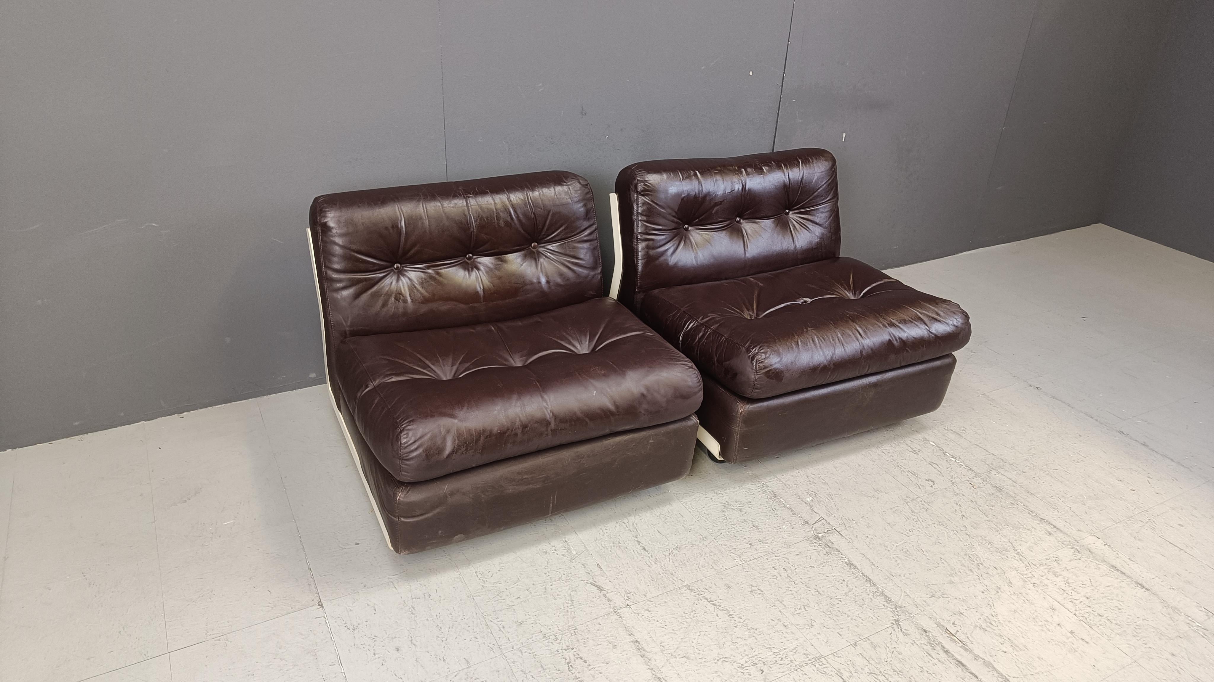 Leather Model Amanta Modular Sofa by Mario Bellini for B&B Italia, 1970s