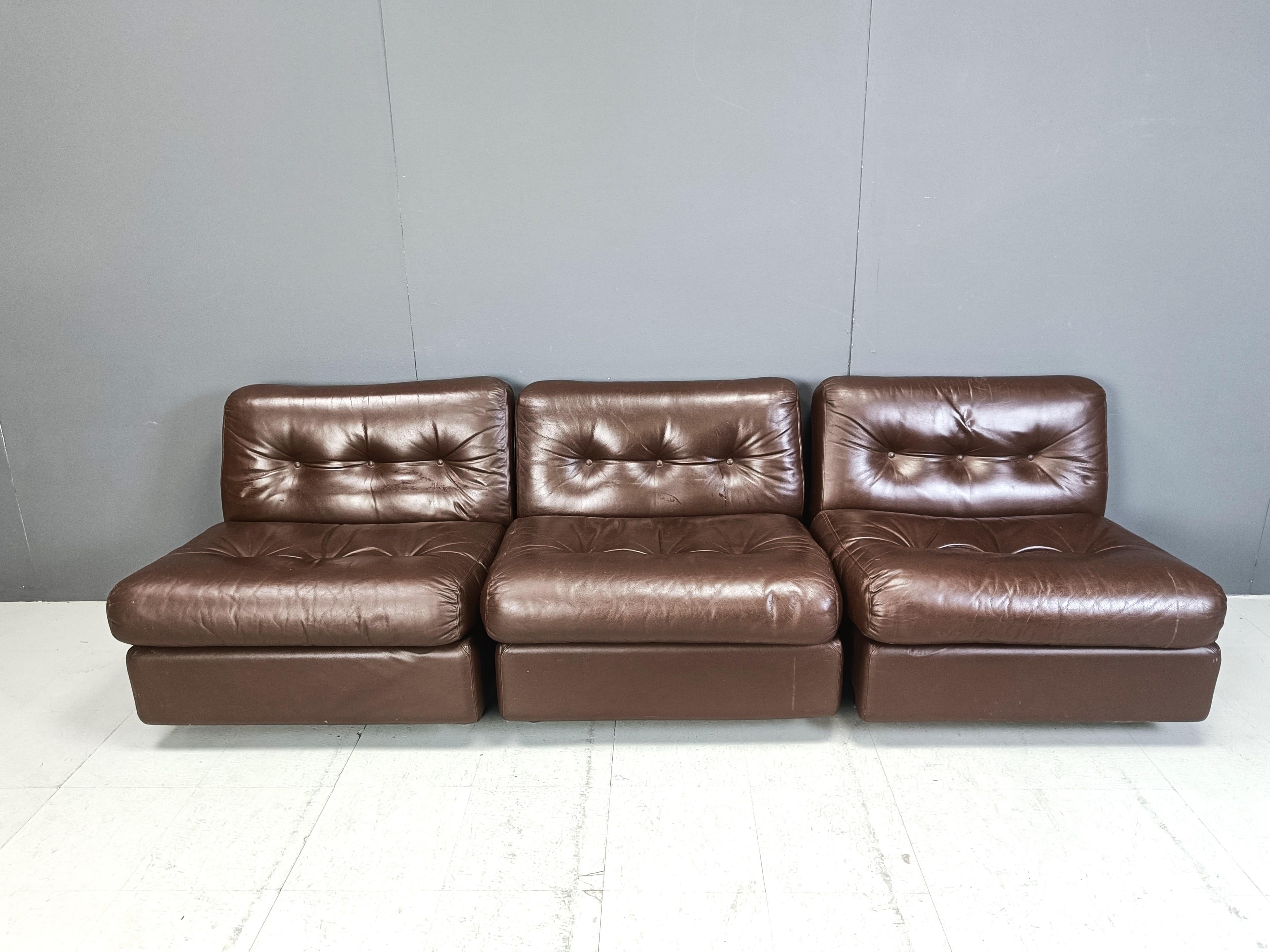 Sofá Modular Model Amanta de Mario Bellini para B&B Italia, años 70 - lote de 3 Cuero en venta